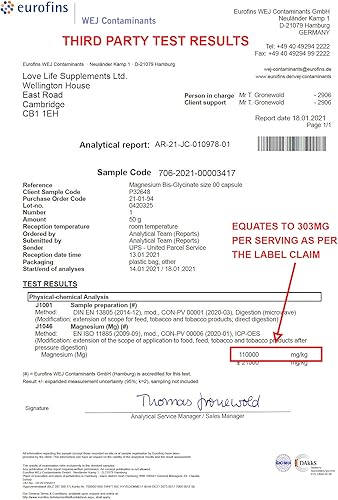 Miniatura 5 de Glicinato de magnesio (bisglicinato)  Suplementos de magnesio quelatado  2750 mg (303 mg de magnesio)  240 cápsulas  60 porciones  Altamente