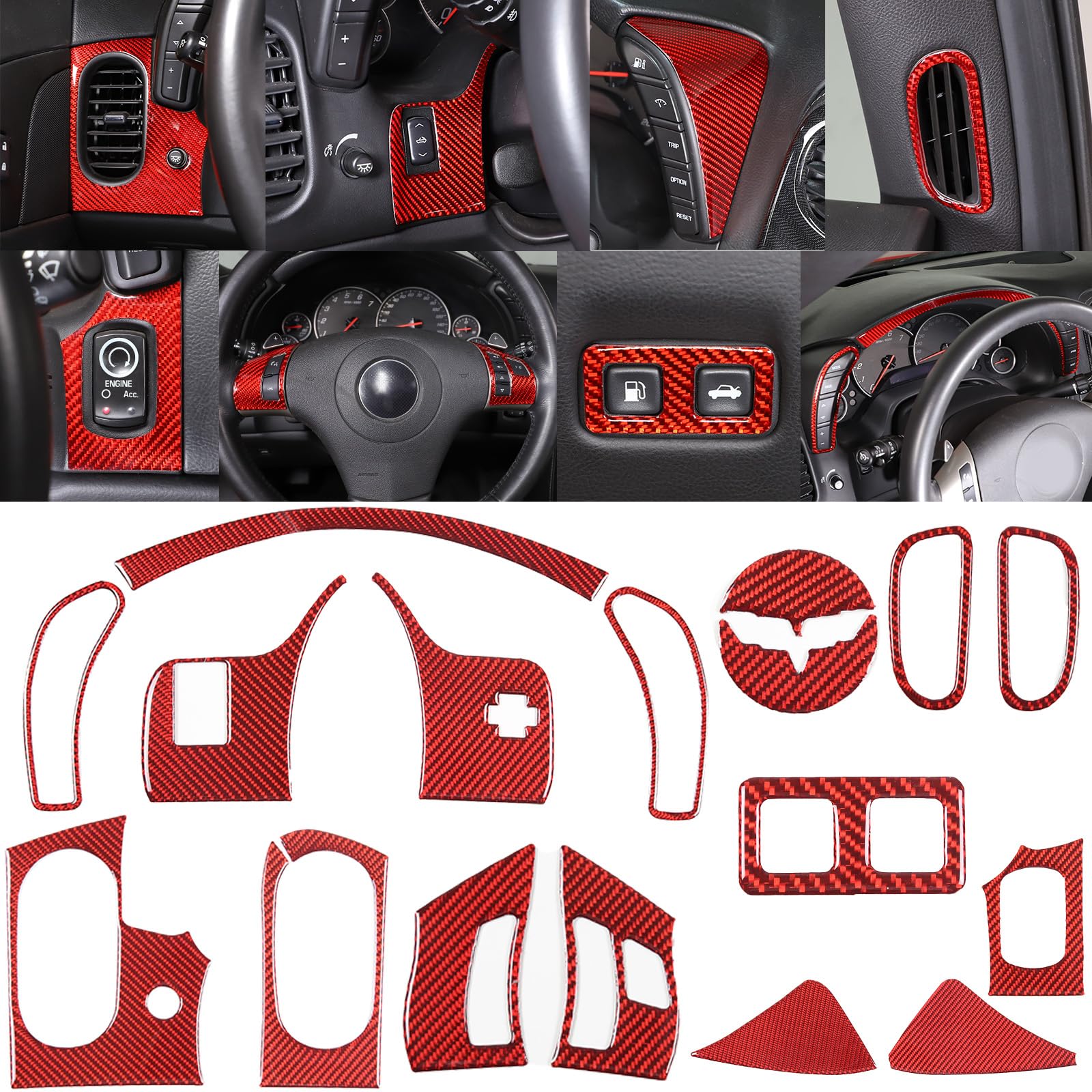 Lcojicep Soft Carbon Fiber Car Central Control Dashboard Panel Sticker Interior Trim Cover Compatible with Corvette C6 2005-2013