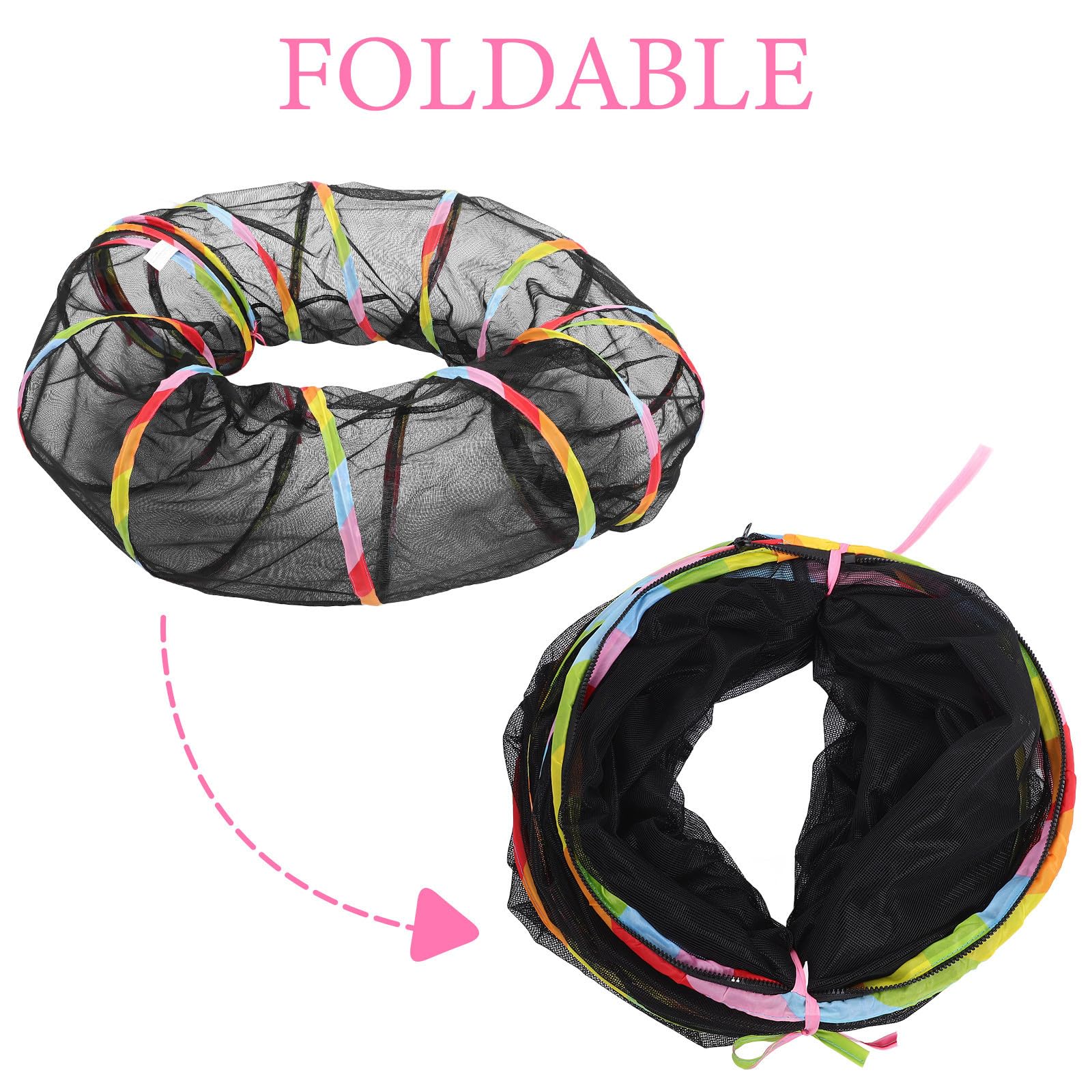 PRETYZOOM Túnel para Gatos al Aire Libre Tubo y Túnel para Gatos Plegable y Portátil Poliéster Tafetán Negro para Viaje y Exterior y Mascotas