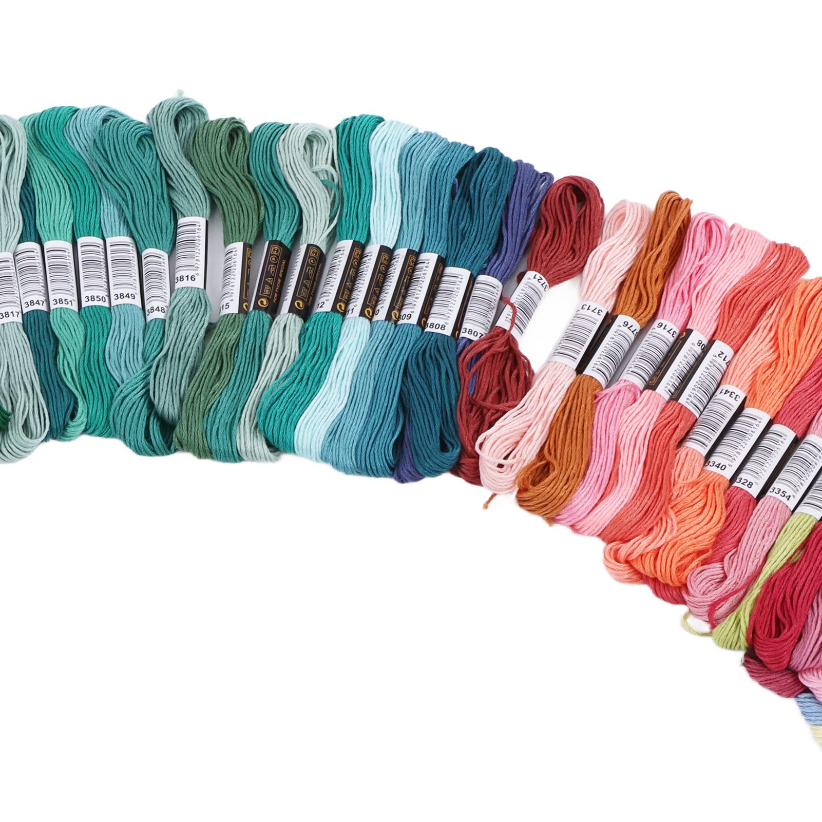 Hilo de bordado multicolor, suministros de costura de poliéster sin decoloración, 447 tonos vibrantes para pulseras, muñecas, guantes, bufandas y manualidades de punto de cruz