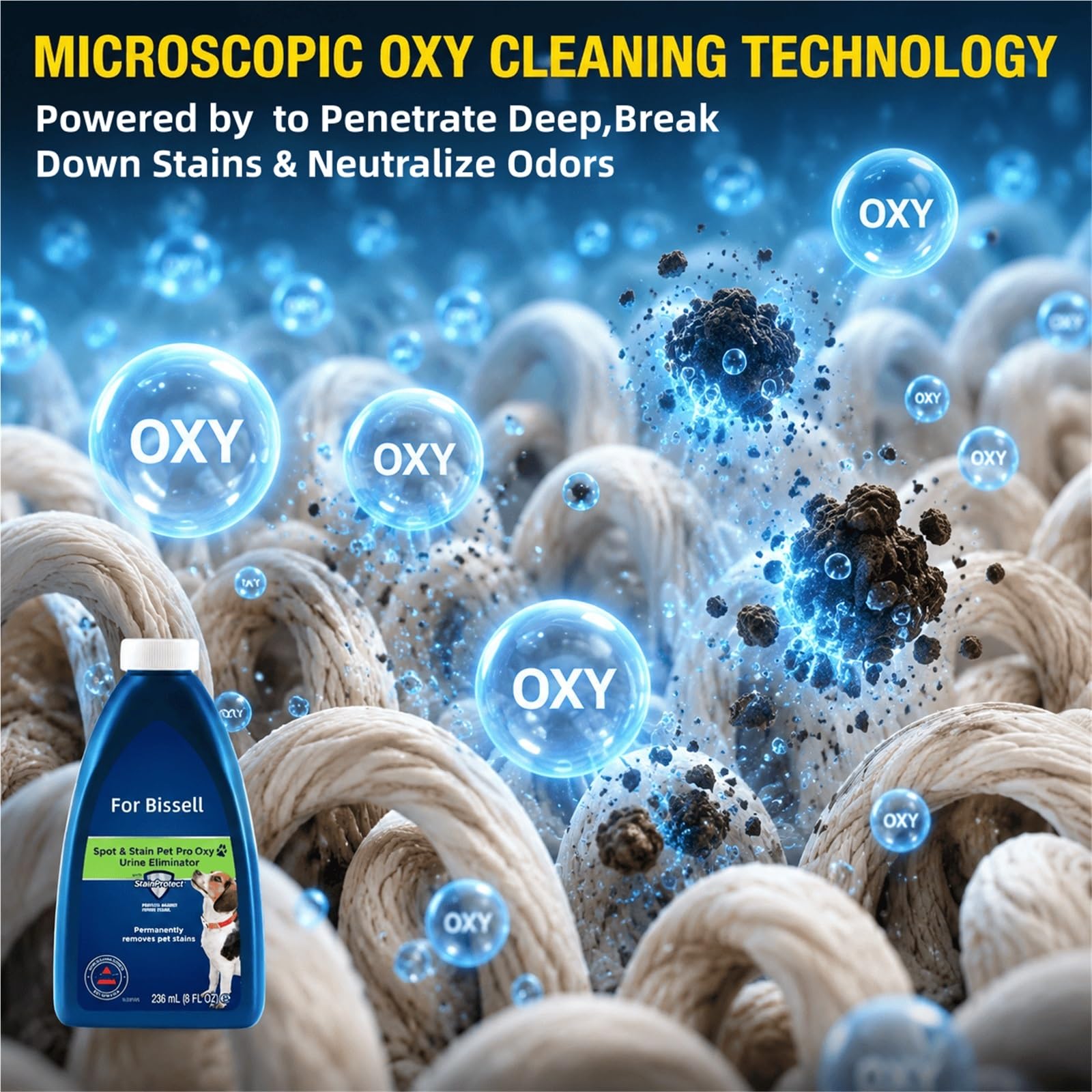 Compatible con Bissell Aspiradora Wet & Dry, Limpiador de Alfombras Manchas & Olores de Mascotas, 5 Frasco, 236ml