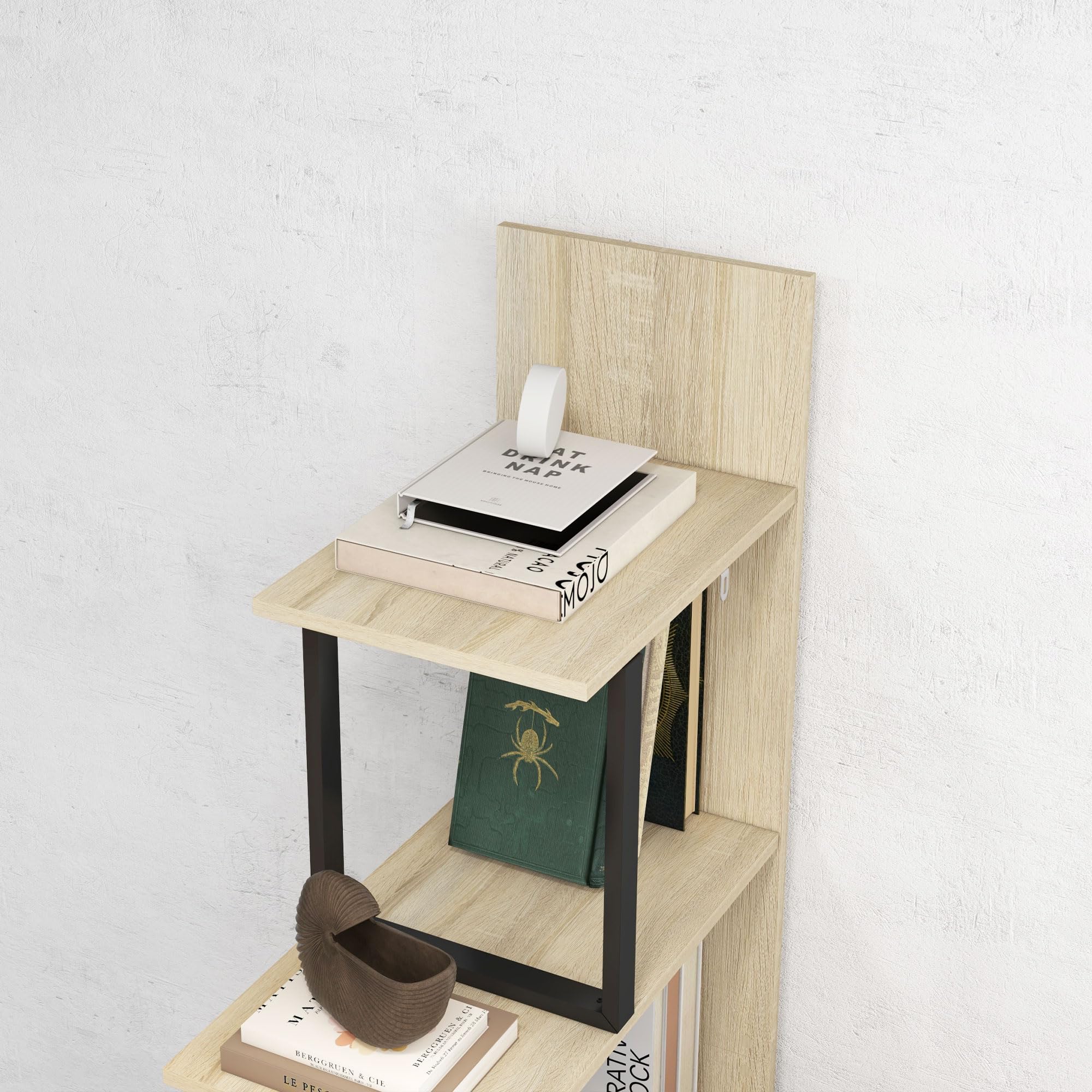 HOMCOM Étagère bibliothèque séparateur de pièce Style Industriel en escalier 5 étagères 102 x 30 x 160 cm, chêne
