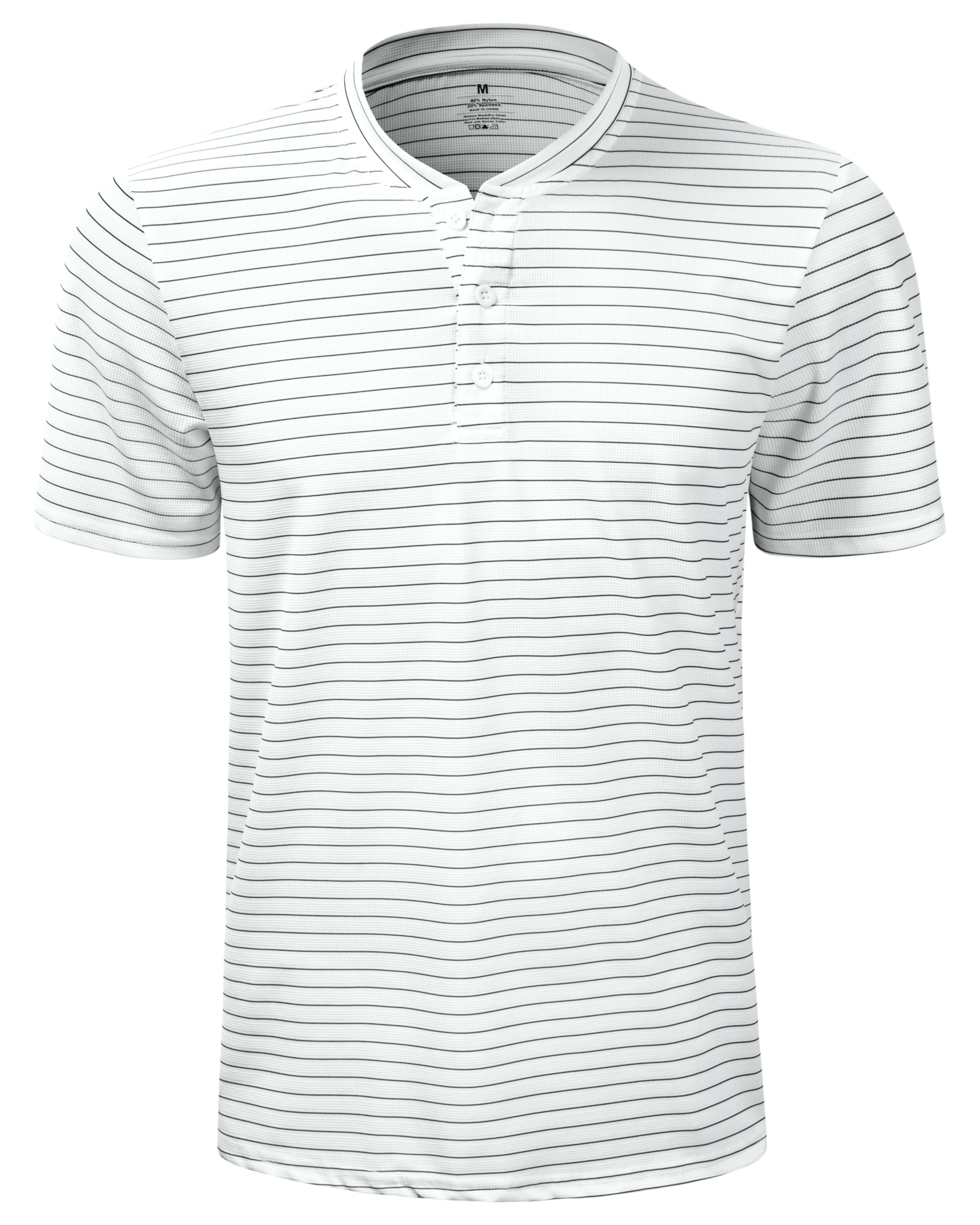 Collarless Golf Shirts for Men Quick Dry Color Block Breathable Soft Athletic Casual Daily T-Shirts