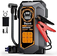 Doorii 6000A Jump Starter with 150PSI Air Compressor, Portable Tire Inflator, Power Bank & 400LM LED for 10L Gas/8L Diesel Engines