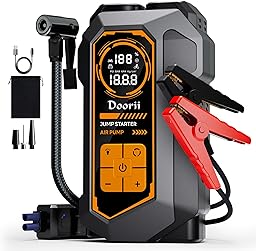 Jump Starter with Air Compressor, Car Jumper Starter Portable 6000A, 150PSI Tire Inflator/Air Pump, LED Flashlight for Up to 10.0L Gas / 8.0L Diesel Engines