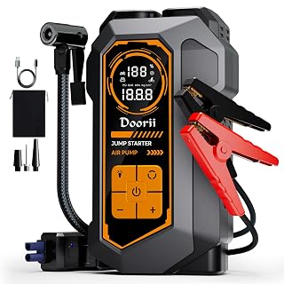 6000A Jump Starter with Air Compressor, 10-in-1 Car Jumper Starter Portable, 150PSI Tire Inflator/Air Pump, LED Flashlight for Up to 10.0L Gas / 8.0L Diesel Engines - Amazon product rated Grade A