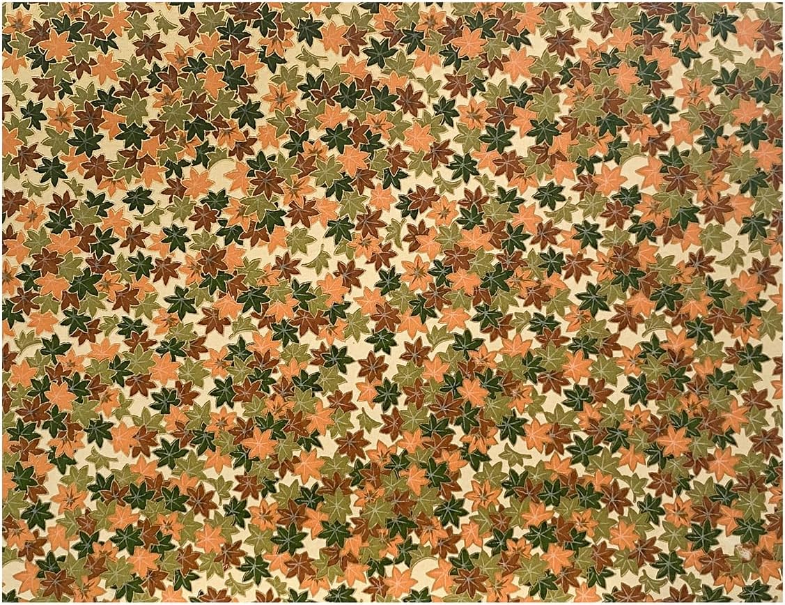 Kolo Newport 8.5" x 11" Expandable Washi Scrapbook, Japanese Hand-Stenciled Covers, Autumn Maple Leaf