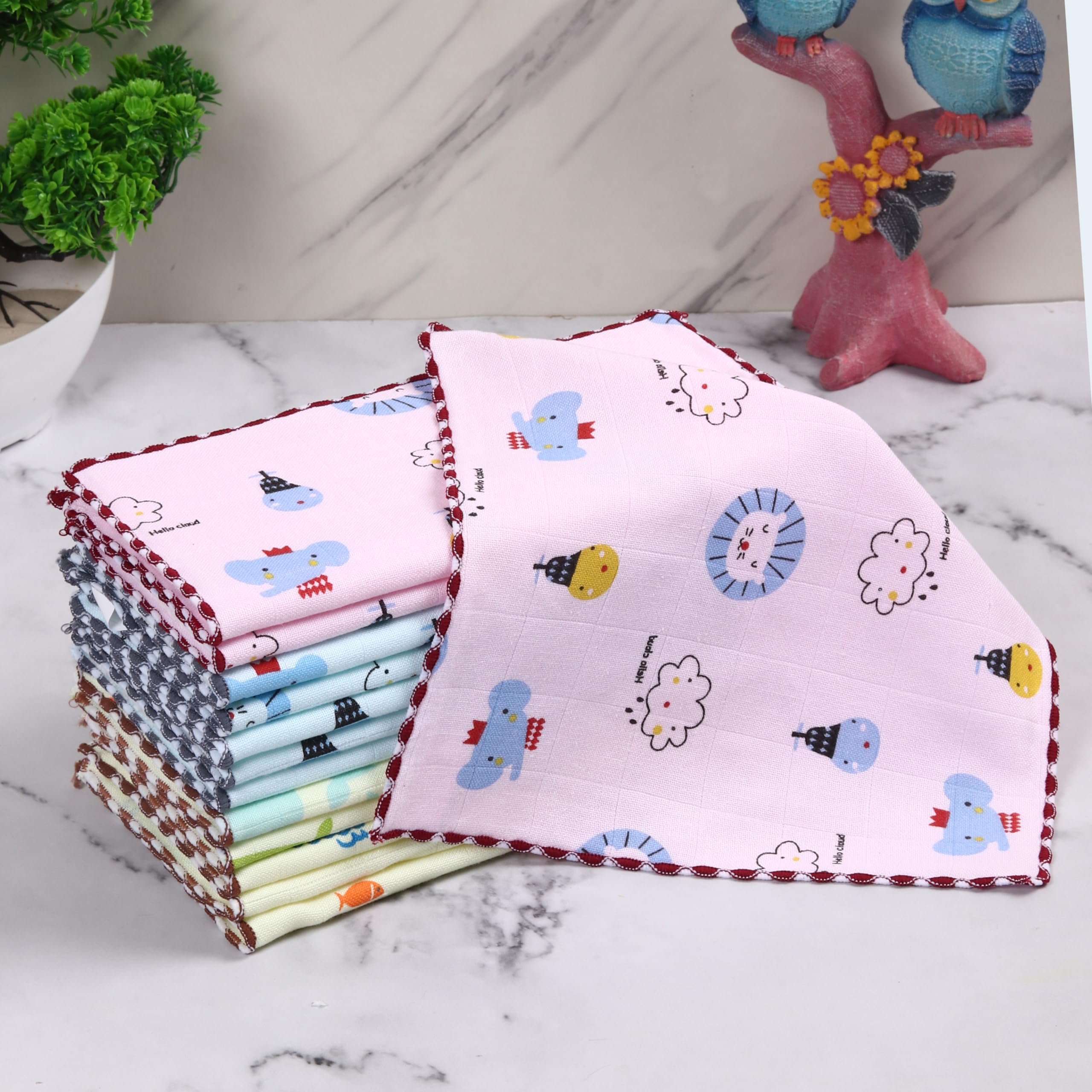 JENNY DENIAL 100% Cotton 25 x 25 Cm Microfiber face Towel Unisex Soft and Super absorvent Printed Multicolor Combo Pack of 12pc-image-17