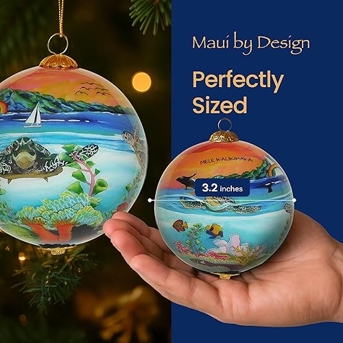 Miniatura 6 de Adorno coleccionable de cristal hawaiano pintado a mano tortugas marinas en la puesta del sol con caja de regalo pintado a mano tortugas marinas en