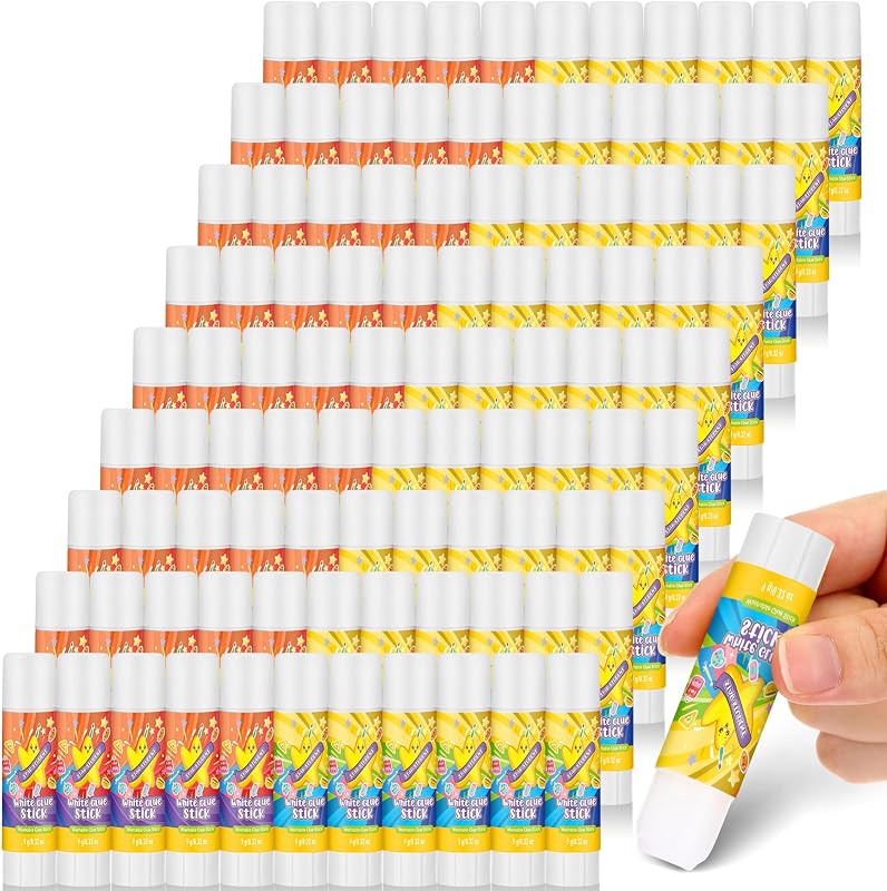 Zubebe 200 Pcs White Glue Sticks for Classroom 0.32 oz Washable Glue Stick for Crafts Back to School Gifts First Day Sets Classroom Prize Party Supplies Scrapbooking Crafting (Star)