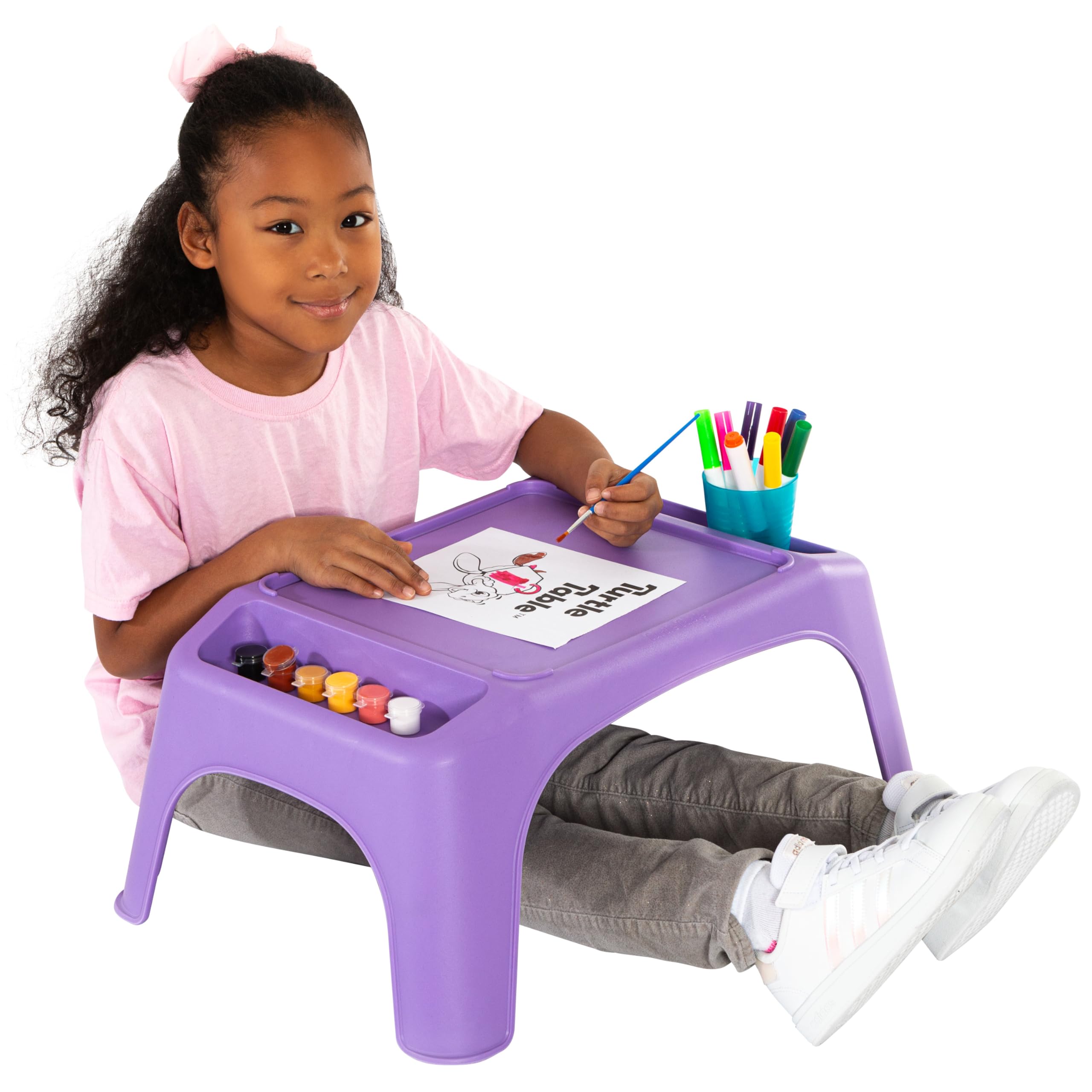 LapGear Turtle Table Kids Activity Lap Desk Tray with Storage Wells for Snacks, Play, Classroom and Sensory Toys - Purple - Style No. 20102