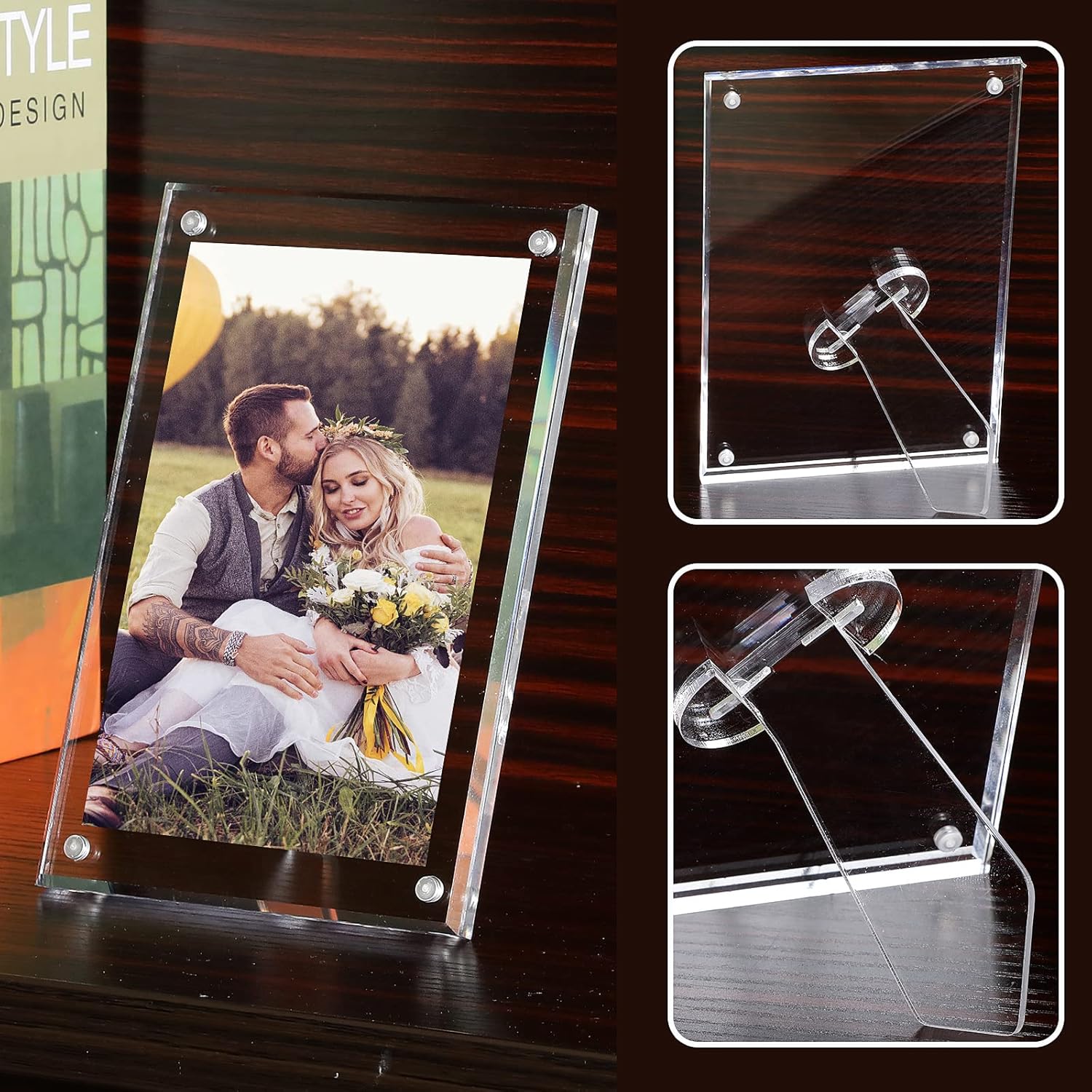 Maitys 6 Pieces 4x6 Inch Picture Frame Acrylic Clear Photo Frame with Magnets Clear Picture Frames with Stand for Tabletop Display