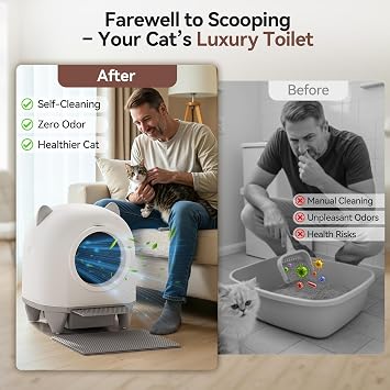 Devoko Self-Cleaning Pet Litter Box with Cute Cat Ears, Automatic XXL Enclosed Tray, Remote Control, Large Space, Safety & Odour Control, 90L Electric Litter Box for Multiple Cats