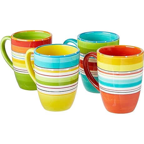 Certified International Mariachi Mugs, Set of 4 Vibrant Multicolor