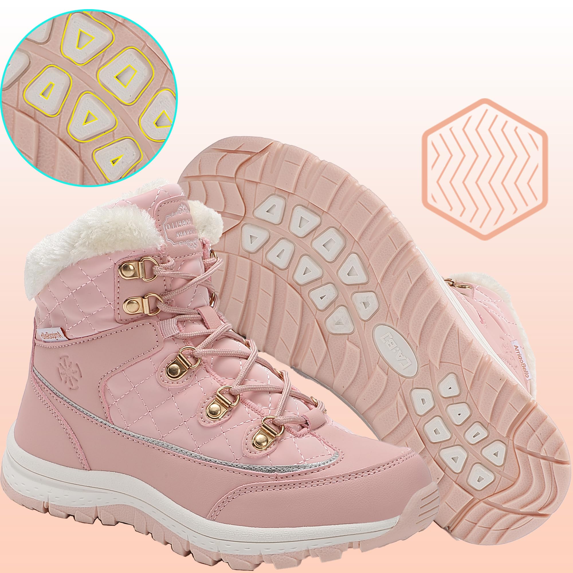 ARRIGO BELLO Donna Stivali da Neve Invernali Scarpe Allineato Pelliccia Caloroso Caviglia Piatto Stivaletti Sportive Boots Escursionismo 36-41