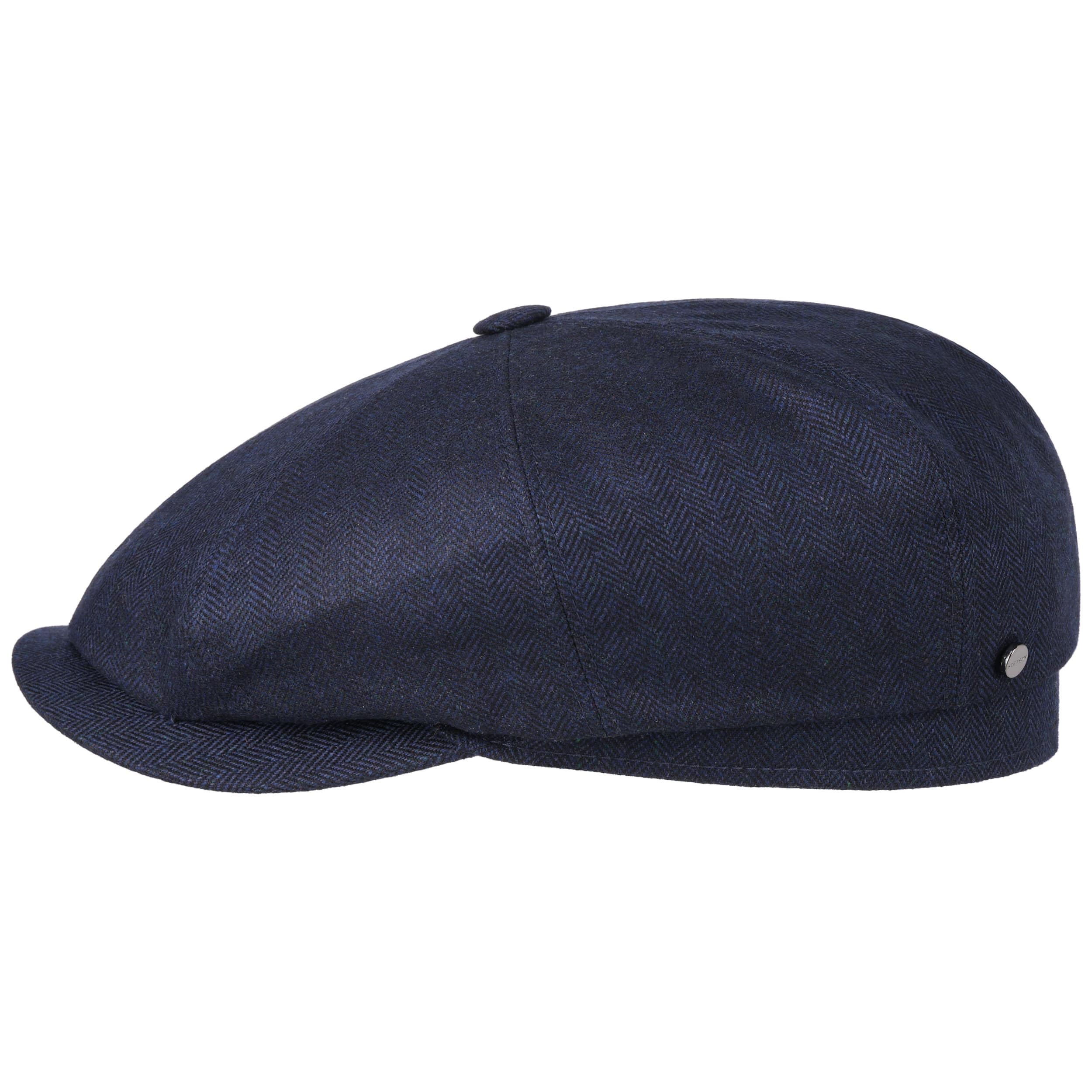 Stetson Men's Navy Hatteras Cashmere Silk Flat Cap Wo's/'S - Flat Cap Made In Germany - Cashmere Cap With New Wool - Summer/Winter Flat Cap