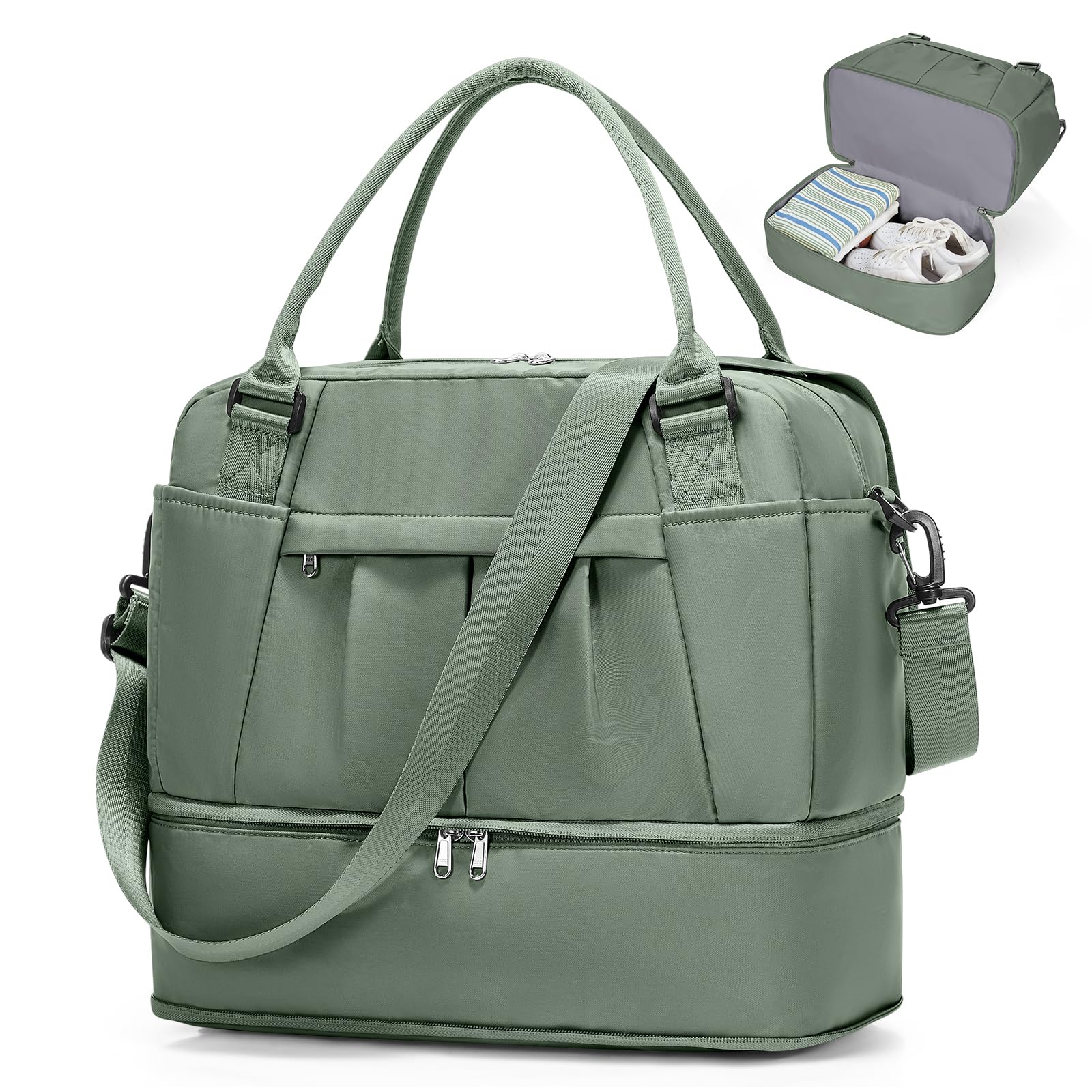 SZLX Ryanair Cabin Bag 40x30x20 Duffel Bag, Ryanair Airlines Cabin Bag 40x20x25 Underseat Foldable Travel Duffel Bag Holdall Tote Carry on Hand Luggage Overnight for Women and Men(Olive Green) — view 12