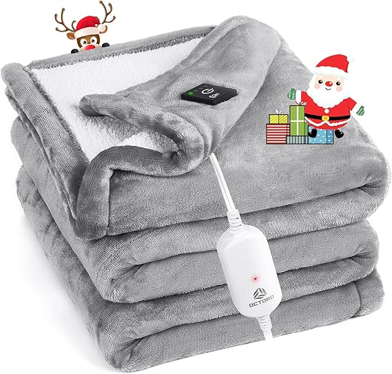 Review Electric Blanket Heated Throw, Without Handheld Controller Heating Blanket, heated throw blanket with 4 Heating Levels & 4H Auto Off, Flannel & Sherpa lightweight Machine Washable, Grey 50″x60″ Review Electric Blanket Heated Throw, Without Handheld Controller Heating Blanket, heated throw blanket with 4 Heating Levels & 4H Auto Off, Flannel & Sherpa lightweight Machine Washable, Grey 50″x60″