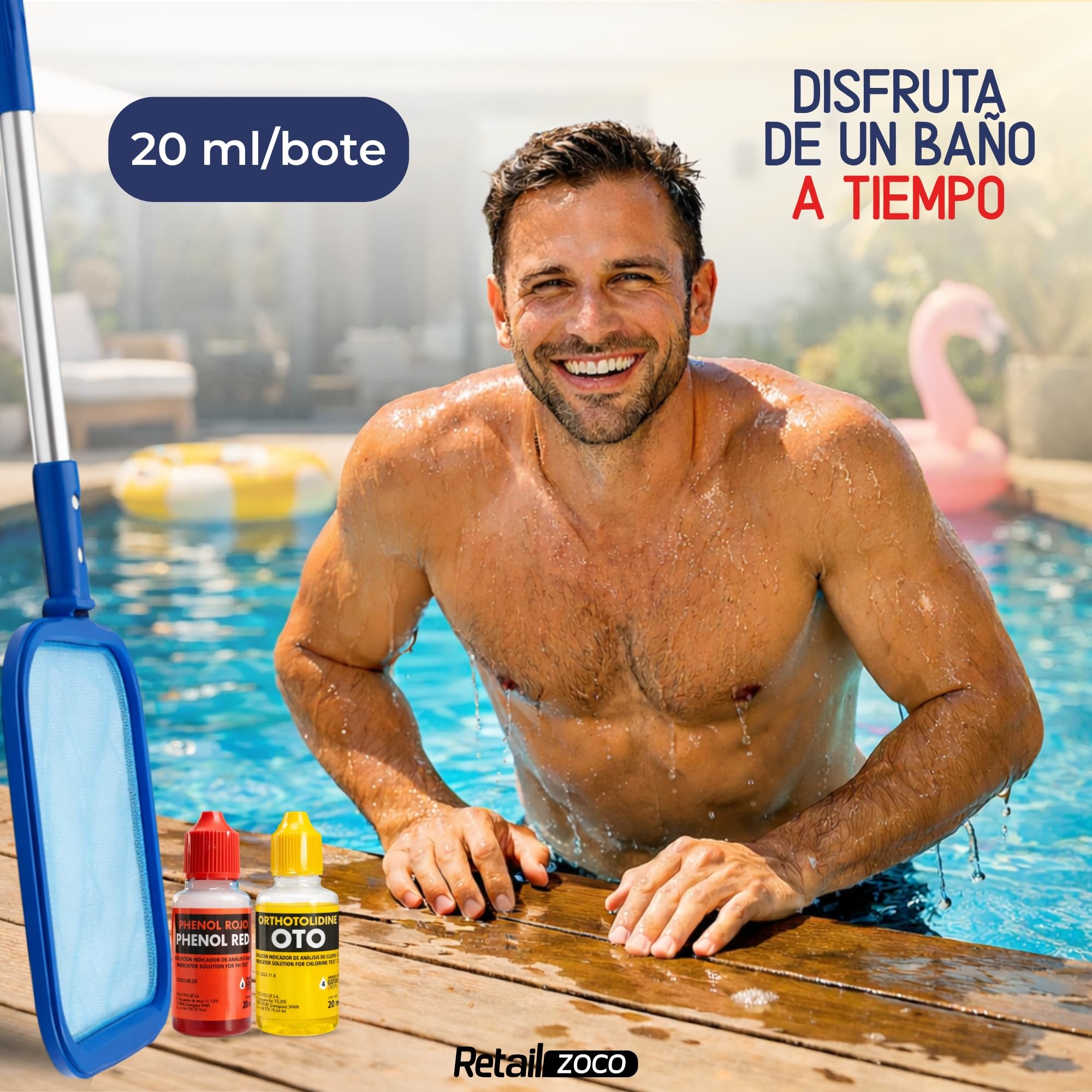 Recambio Test Kit Cloro y pH, Bote liquido Phenol y Oto en gotas, Accesorios Piscina Básico, Apto para cualquier tipo de agua, Contiene 20 ml de Phenol y 20 ml OTO en gotas - imagen 5