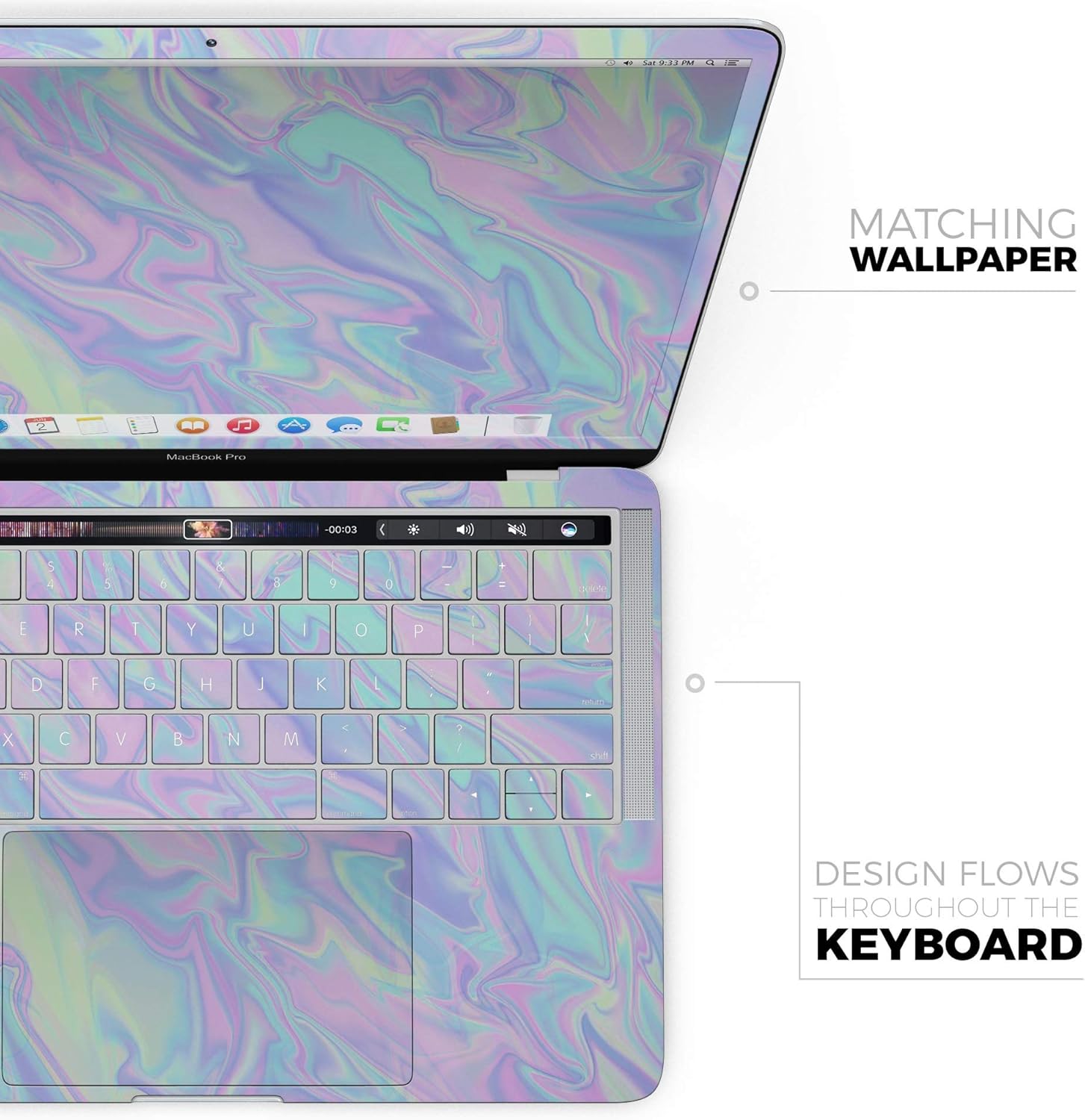 DesignSkinz - Compatible with MacBook Pro 14" M4 (A3401/A3185) - Skin Decal Protective Scratch Resistant Vinyl Wrap - Iridescent Dahlia v1