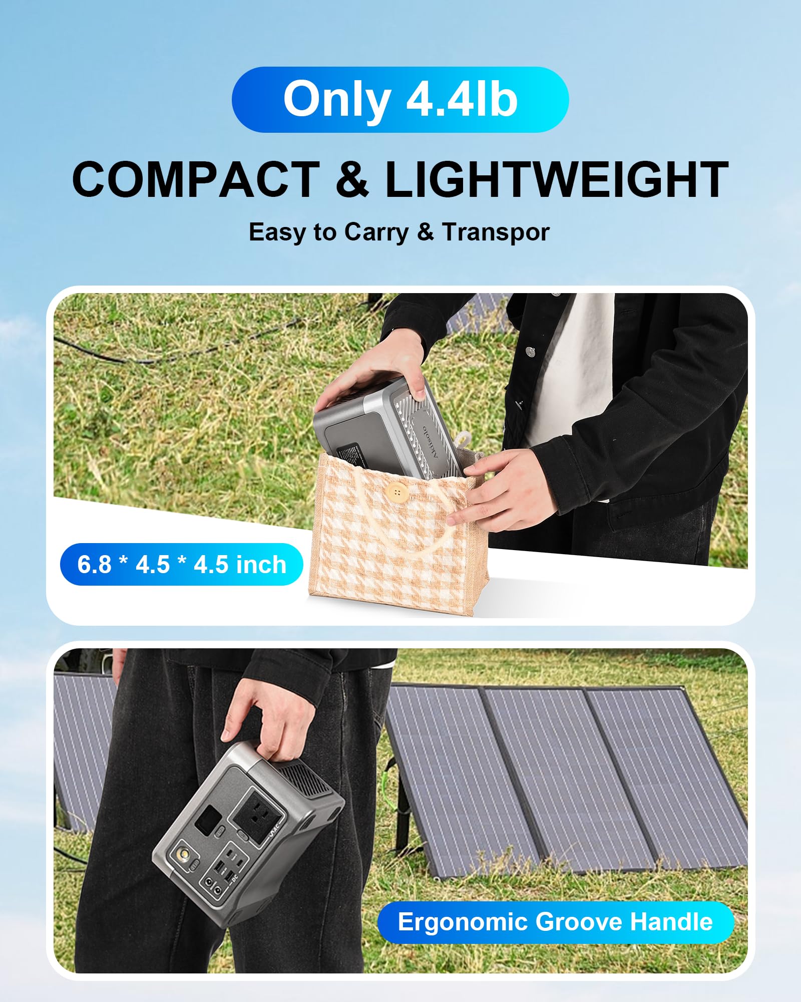 Generatore esterno da 192 Wh con presa CA 100 W (200 W Surge) Power Bank per backup domestico, emergenza, camper, caccia, 4 libbre, lettore musicale e luci