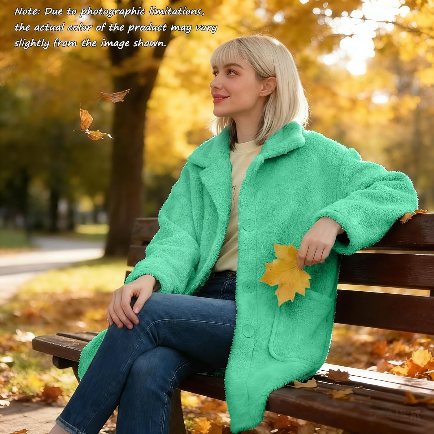 Womens Sherpa Jacket, Warm Winter Coats for Women, Fuzzy Fleece Button Down Jackets, Cardigan with Pockets Outerwear - Image 2