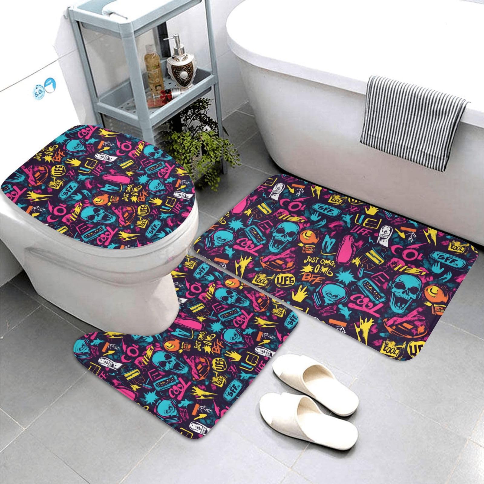Tapis de contour doux imprimé tête de mort pour réveiller vos matins