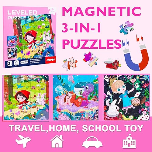 Miniatura 9 de Rompecabezas magnéticos para niños de 3 a 5 años, libro de rompecabezas magnético 3 en 1, rompecabezas de viaje para niños, juguete de aprendizaje