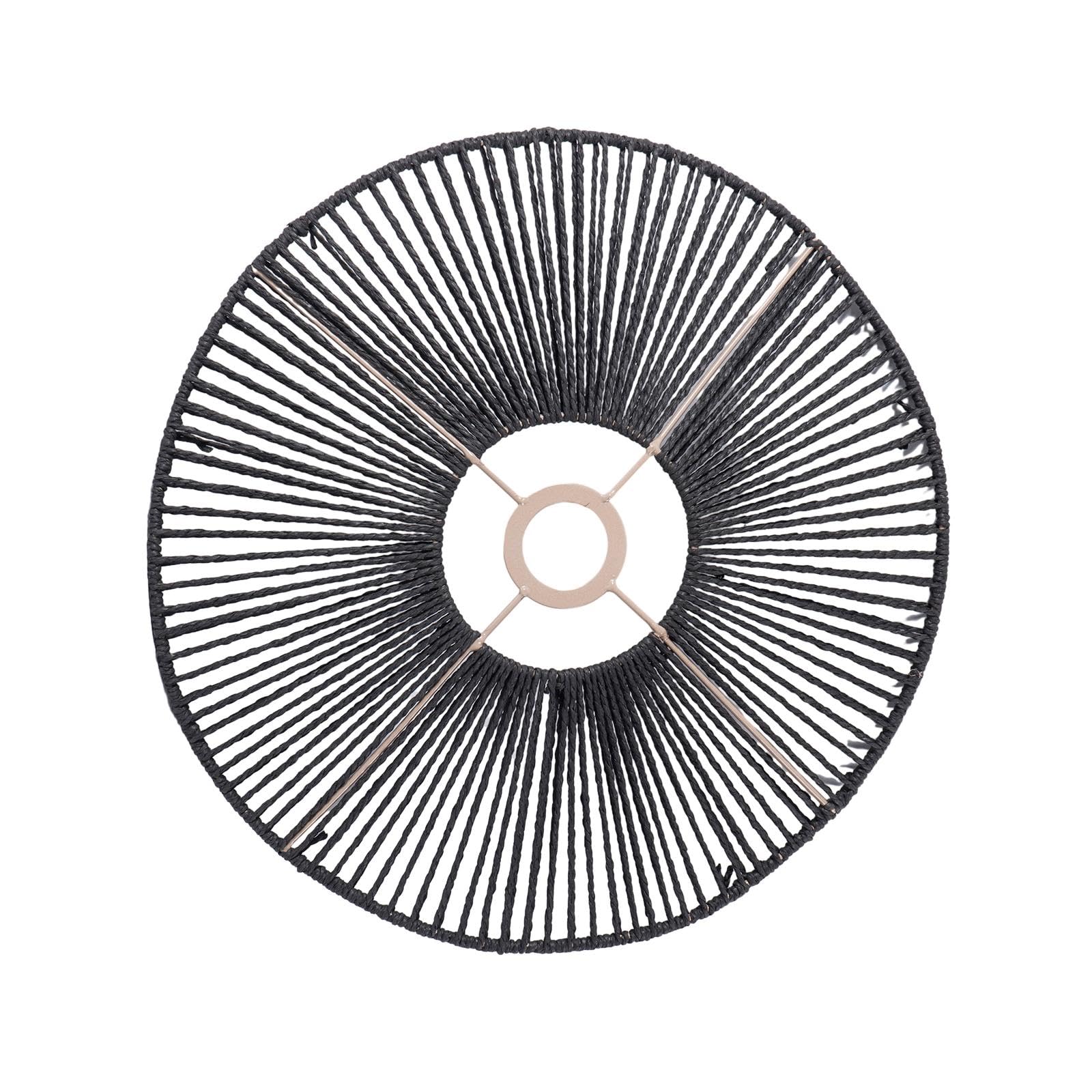 predolo Woven Paper Rope Lampshade Pendant Light Shade Rustic Ceiling Lamp Shade for Home, Black