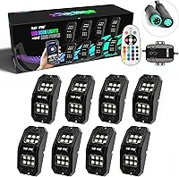 Vista 1 de SUNPIE 8 vainas de 210 grados de gran angular RGBW Rock Lights aplicación de teléfono modo de voz modo de música control automático kit de luz