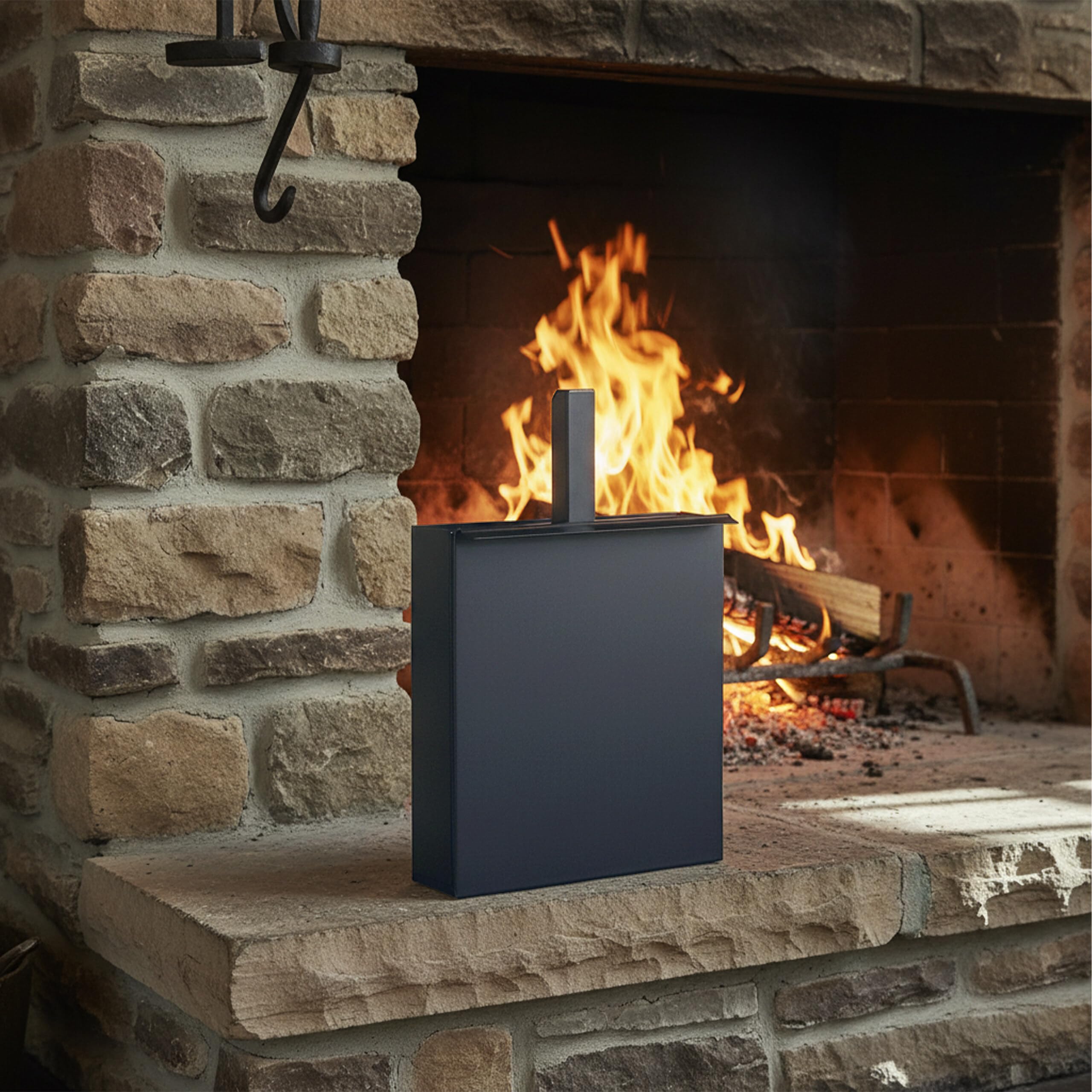 Relaxdays Caja Cenizas Recogedor, Acero, Contenedor Cenizas Chimenea y Estufa, 35,5 x 23 x 9 cm, Pala Cenizas, Antracita