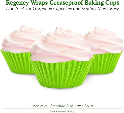 Vista 196 de Regency Wraps Vasos para hornear de grado profesional a prueba de grasa, paquete de 40 unidades, revestimientos estándar, lunares azul cobalto