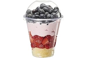Comfy Package Clear Plastic Cups with Dome Lids (No Hole), Fruit Cups...