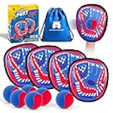 Toss and Catch Ball Set Outdoor Games for Kids, Beginner Toddler Baseball Training Glove Sticky Ball Catch Toys, Beach Pool Yard Games Toys for Kids and Family, Baseball Gift for Boys Girls Ages 3-12