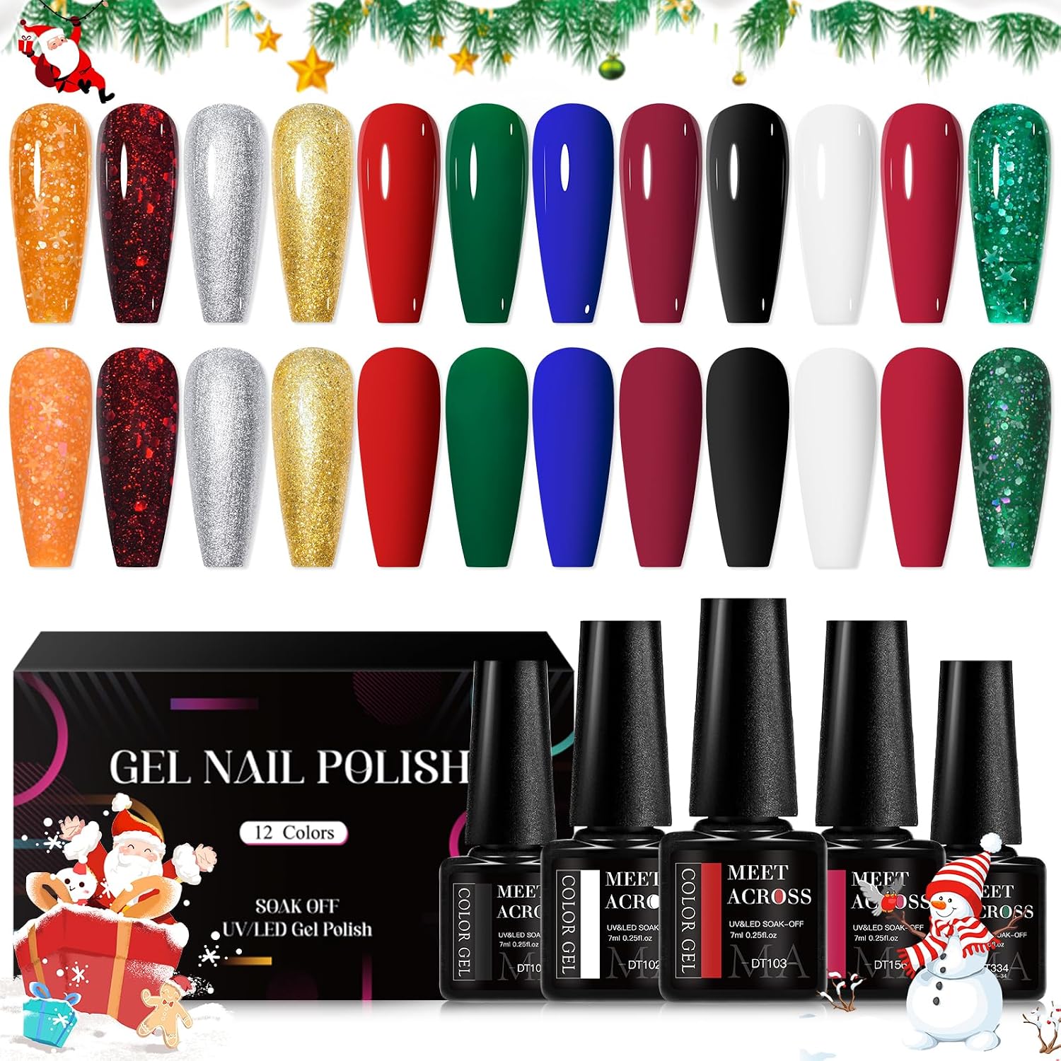 MEET ACROSS Gel Nail Polish Kit - Nude Glitter for DIY Manicure