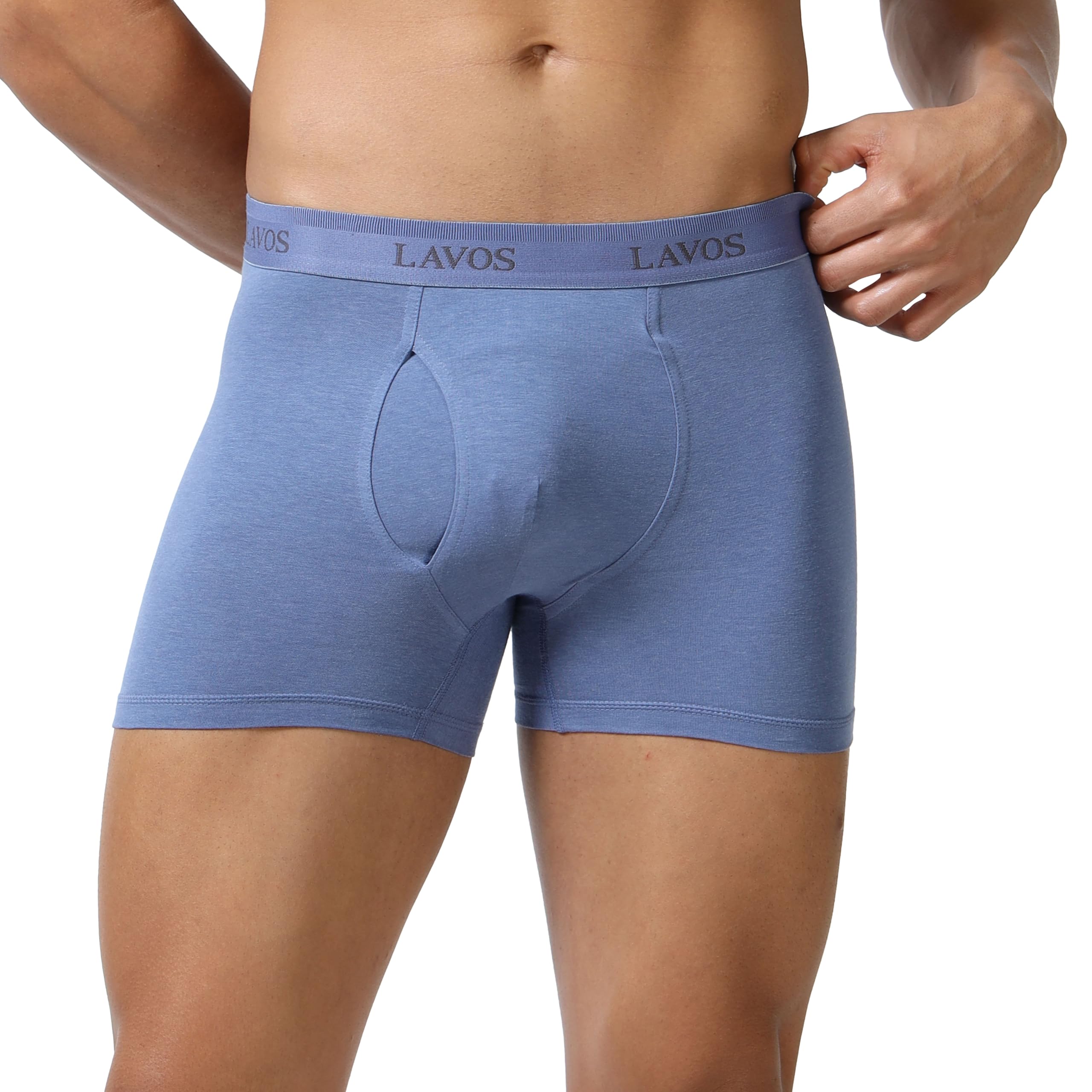 Men's Boxer Trunk Short Underwear with Fly Opening Anti-Bacterial Bamboo Cotton 4-Way Stretchable Black-image-1