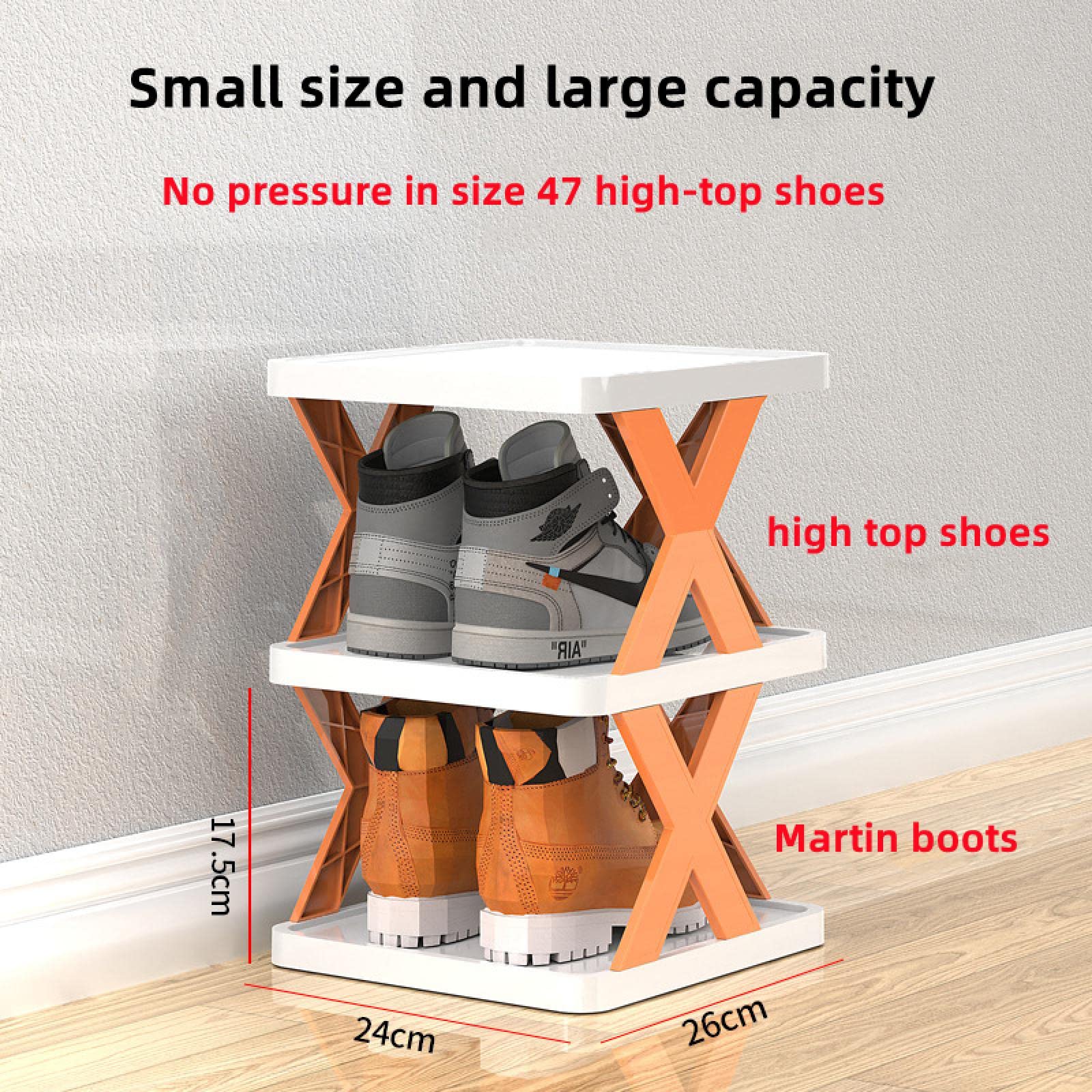 OWKAY Einfaches zusammenklappbares Schuhregal, DIY-Montage, stapelbares Kunststoff-Schuhregal, platzsparend, für Zuhause, Badezimmer, Wohnheim, Schuhschrank, Halter, 4-lagig, Nordicblue