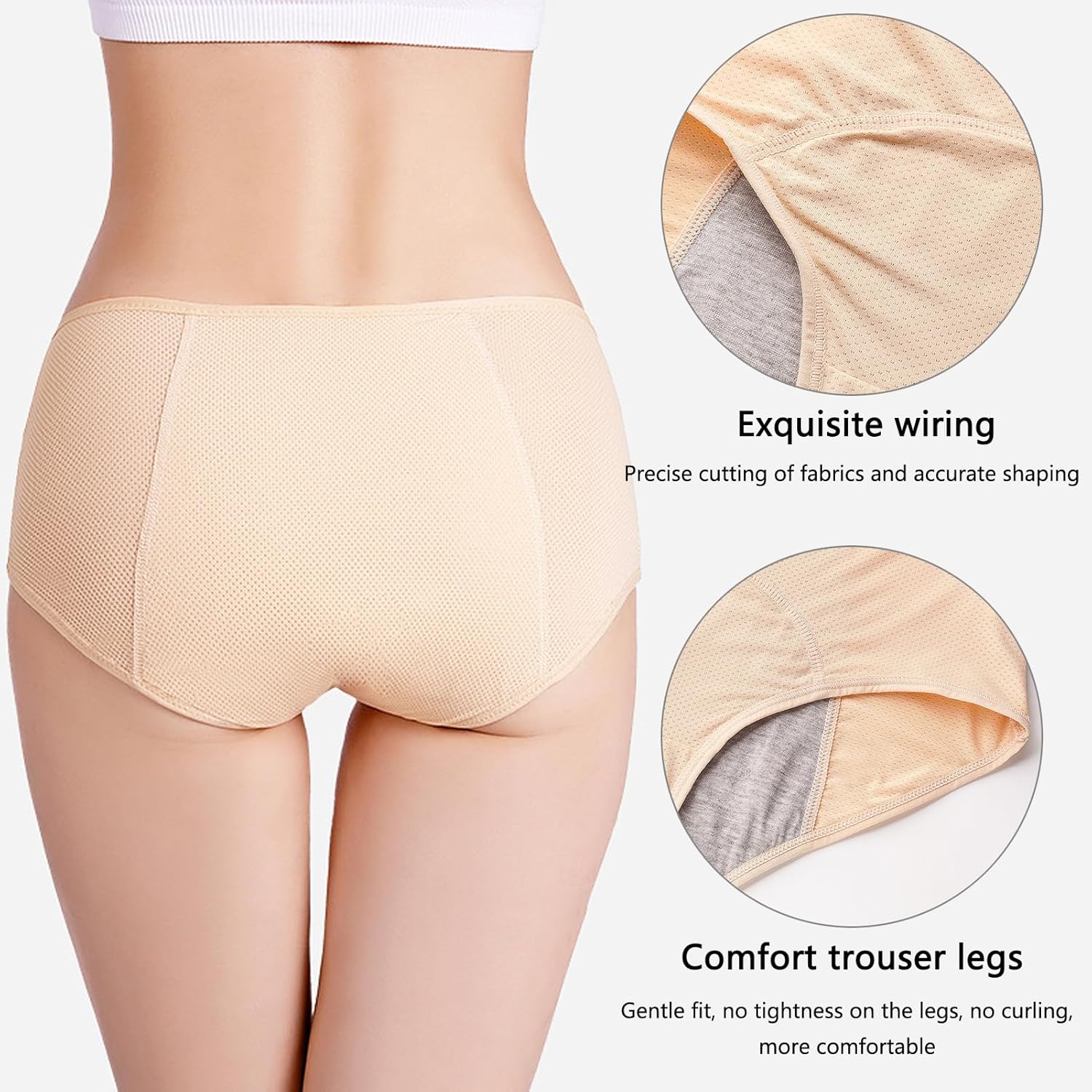 ZJHTK Incontinence Underwear for Women, Mesh Panties for Women Over 60, Plus Size Incontinence Briefs Washable - Image 6