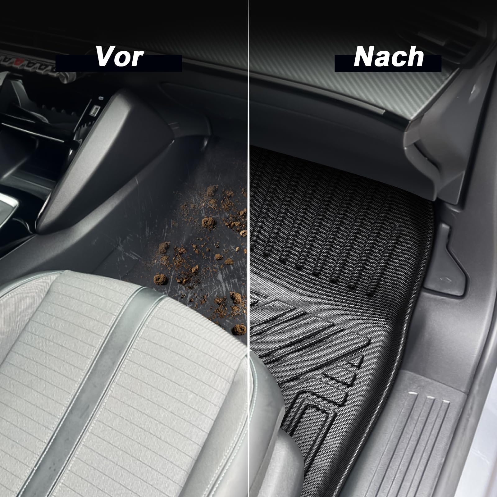 ECOZEN Tapis de Sol pour Peugeot 2008 2020-2026(Version Carburant) en TPE 3D Tapis de Voiture en Caoutchouc, antidérapant, imperméable, Toutes Saisons Tapis de Sol avec Boutons de Fixation