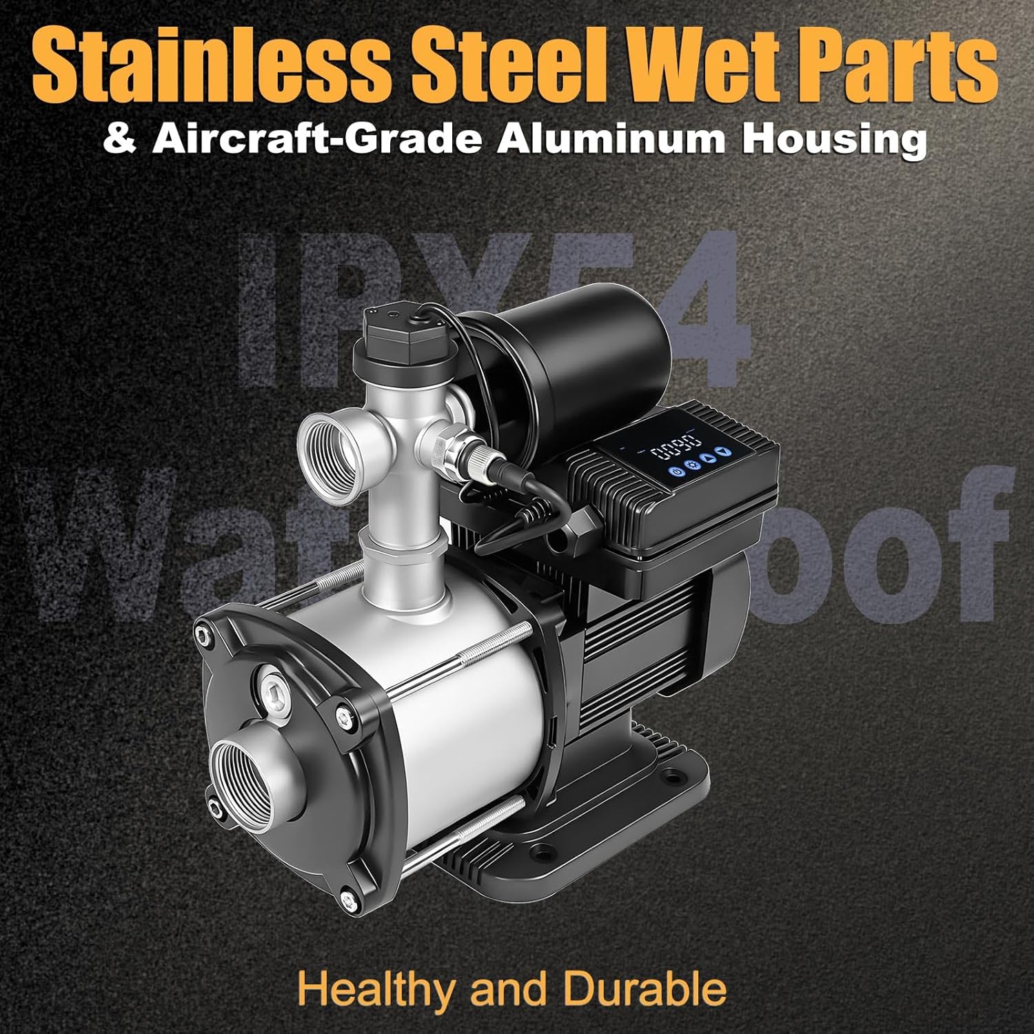 86PSI 1480 GPH Smart Water Pressure Booster Pump for Whole House - 0.87HP 55dB Ultra Quiet, 1" NPT, 115VAC, Constant Pressure for 10 Outlets, 3 Floors Home, Apartment, Shower, Garden, Shallow Well