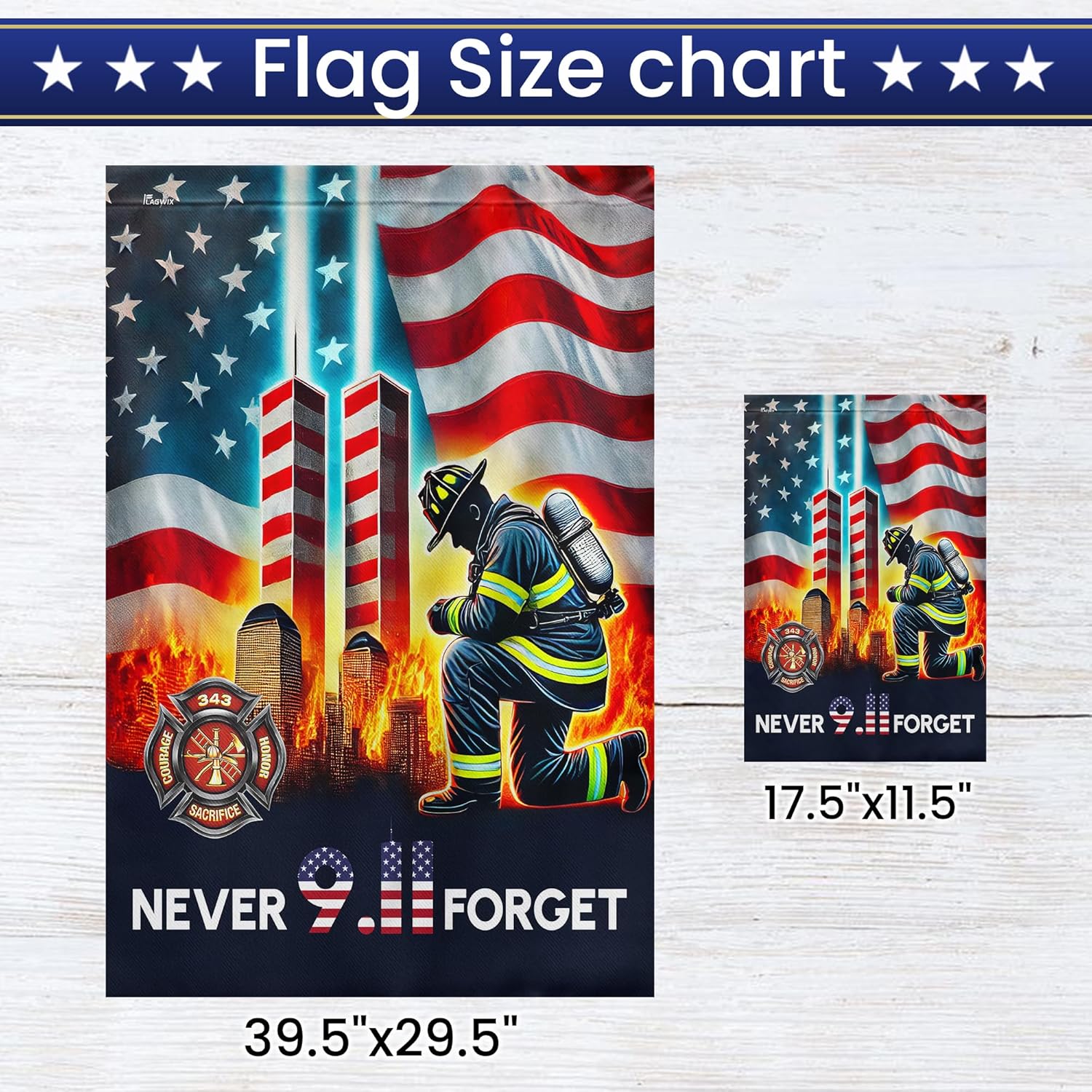 FLAGWIX American 9/11 Flag for Patriot Day - Garden American Flags for Outside 11.5" x 17.5" - 911 Flag for Patriotic Decorations, Outside Decorations for Yard, Patriotic Flags for Home Garden Decor