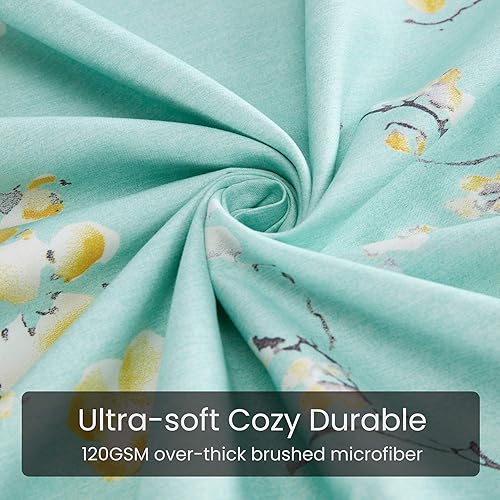 Miniatura 10 de SLEEP ZONE Juego de funda de edredón con estampado floral de 4.23 ozm, ultra suave, cierre de cremallera, lazos en las esquinas, flor rosa claro,