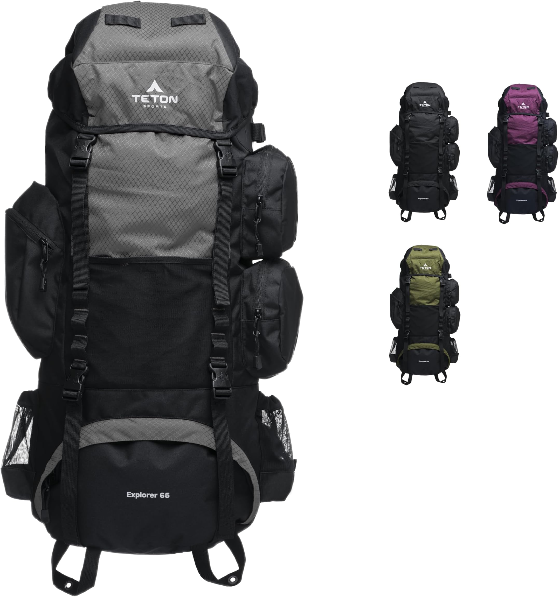 TETON 65L, 75L, 85L Explorer Internal Frame Backpack for Hiking, Camping, Backpacking, Rain Cover Included