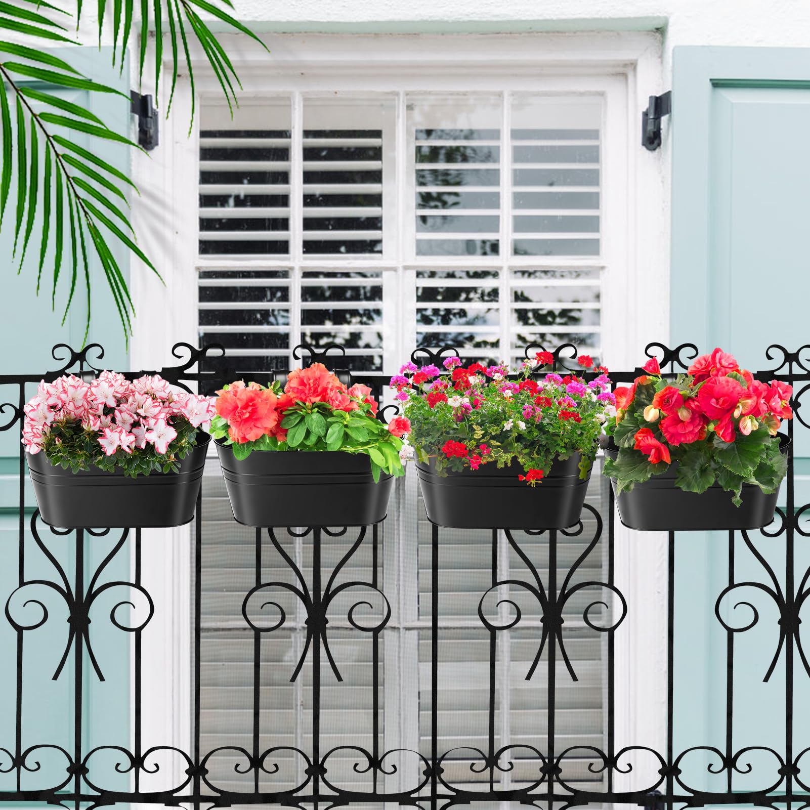 Plant Removable Railing Metal Railing Plant Containers Large Metal Hanging Flower Pots With