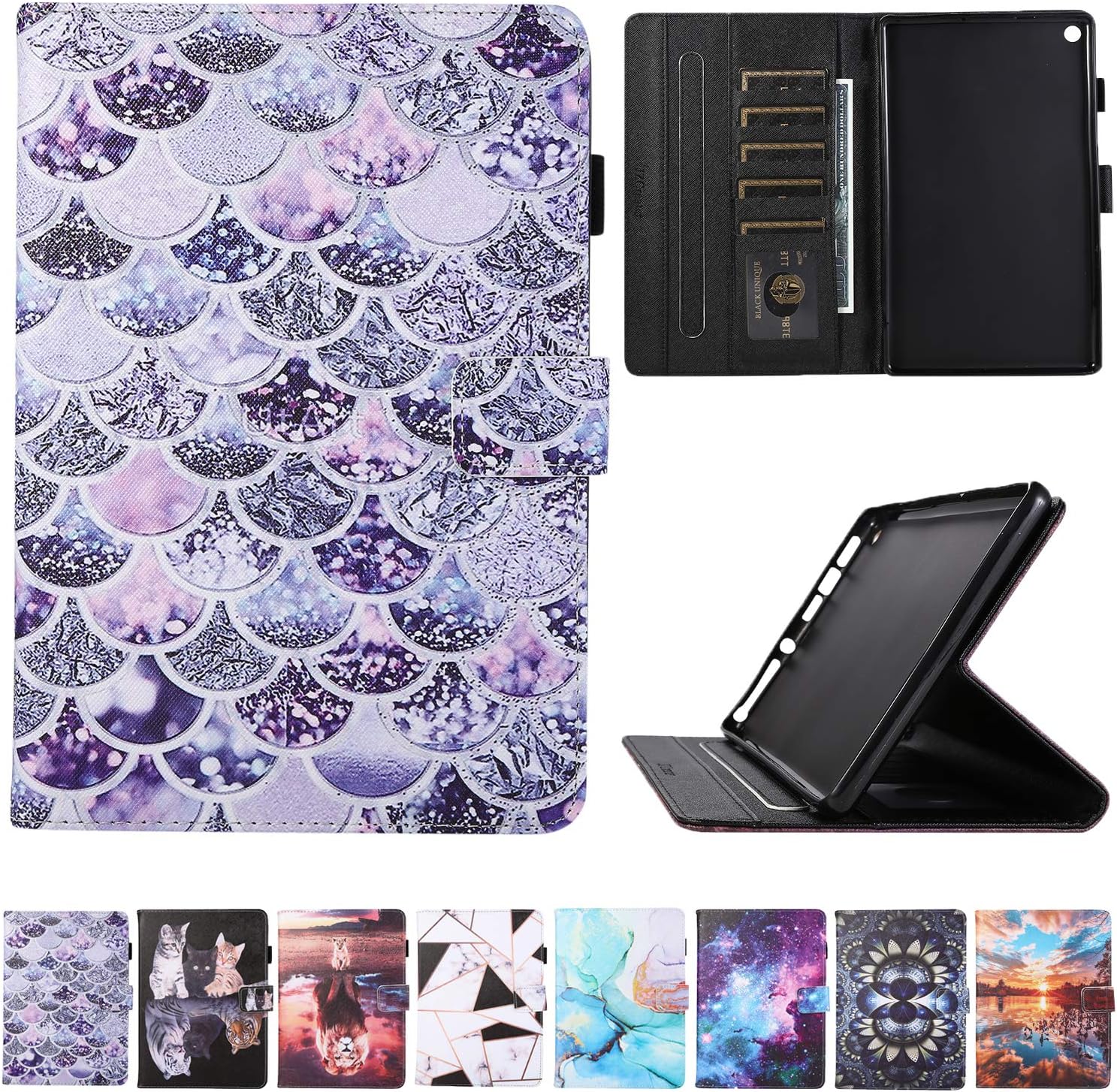 JZCreater Kindle fire HD 10 Case Old Model 2019, Compatible with 10.1" Amazon Fire HD 10 Tablet (9th/7th/5th Generation, 2019/2017/2015 Release), Fish Scale