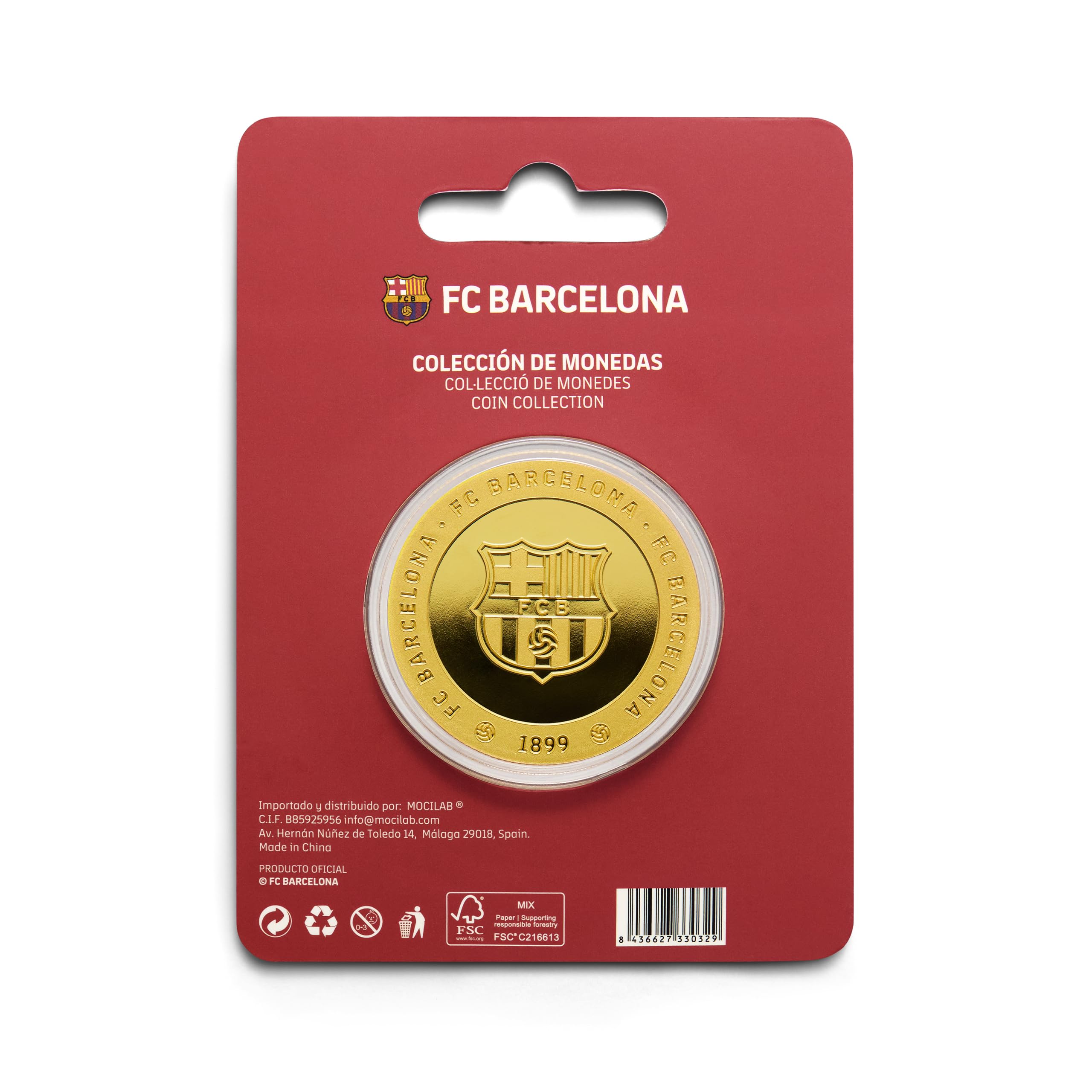 FC Barcelona 2025-26 Moneta da Collezione Ufficiale, Finitura Oro, Diametro 40mm, Incisione Spotify Camp NOU Stadium, Capsula Protettiva, Confezione per Tifosi