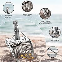 Vista 2 de CKG Cucharas de arena para playa, detección de metales, acero inoxidable, pala de detección de metales, caza del tesoro bajo el agua, accesorios