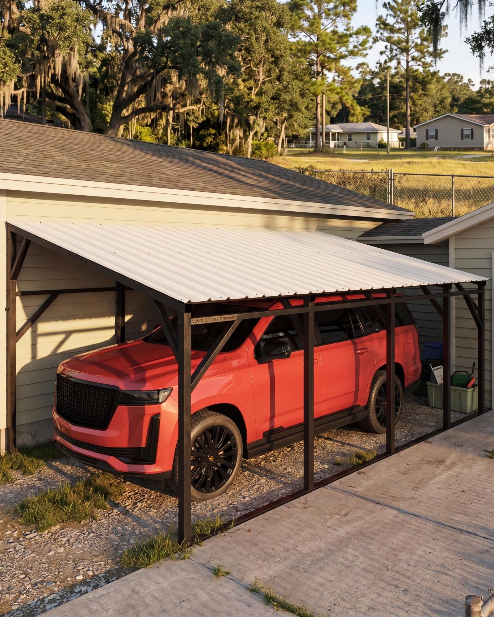 Photo 1 of GarveeLife 12x20 ft Wall-Mounted Metal Carport