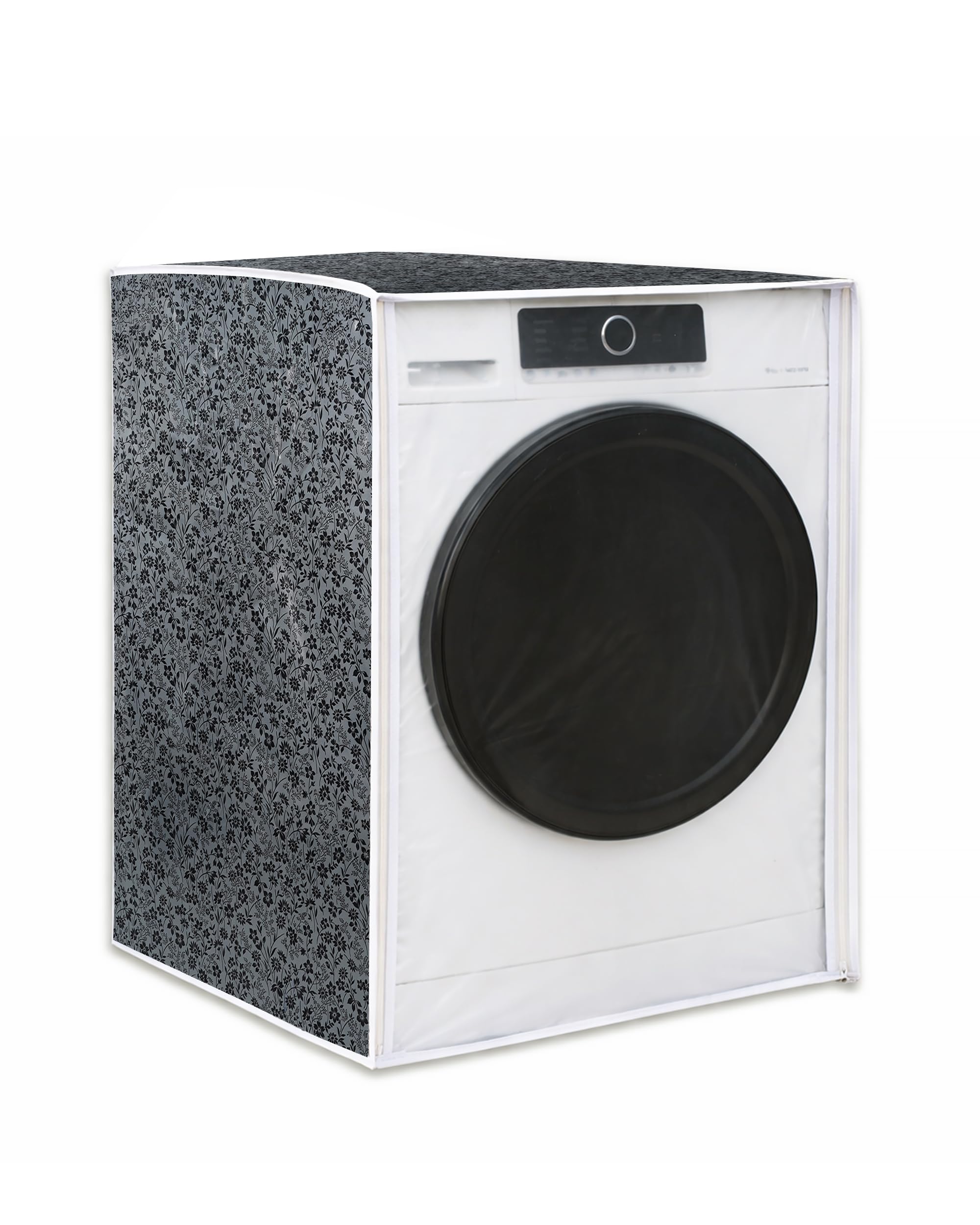 Classic® Front Load Washing Machine Cover Suitable for LG 5.5 Kg, 6 Kg, 6.5 Kg (50cmsX63cmsX81cms, Black & Grey)