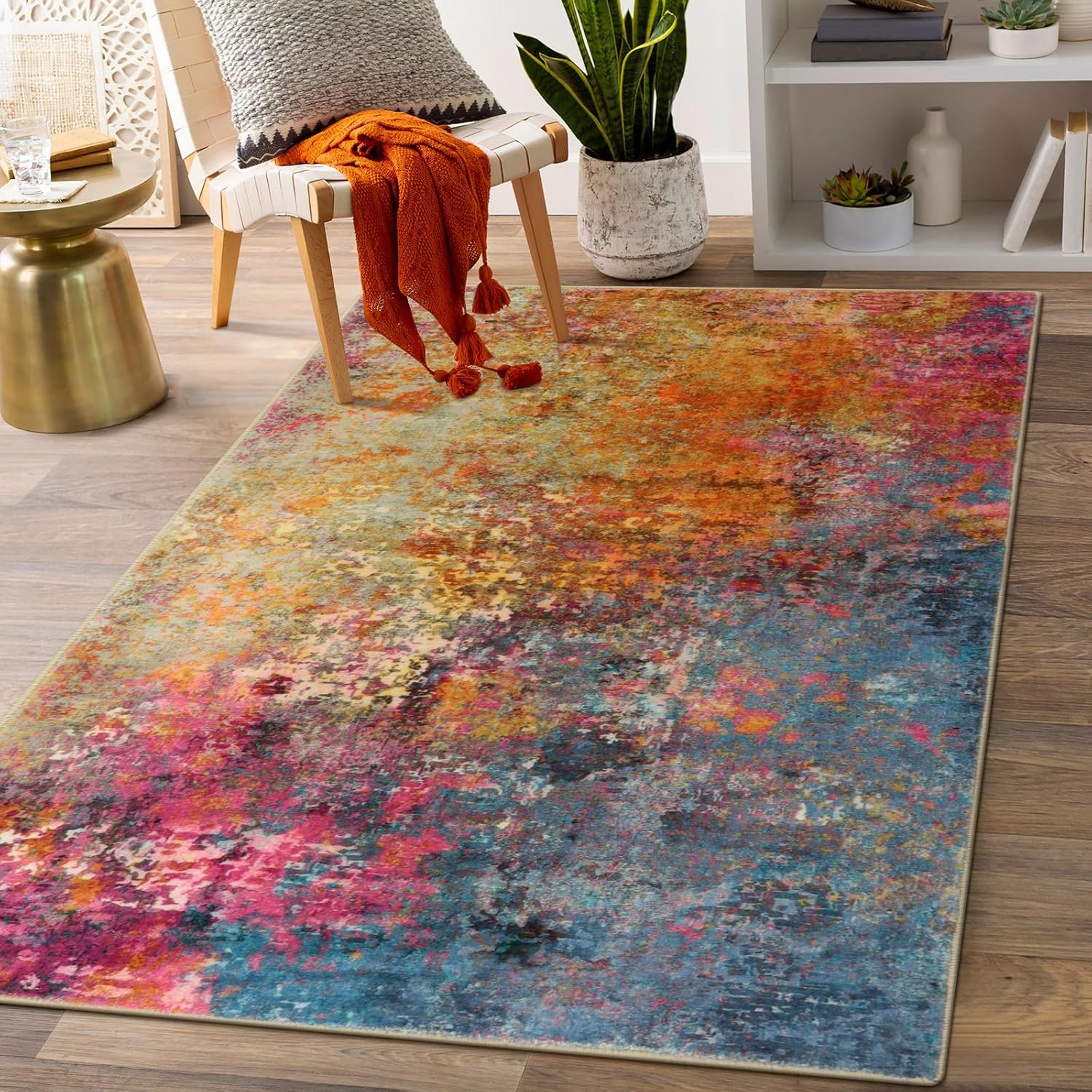 Lahome Modern Abstract Area Rug 3x5 Washable Kitchen Rugs